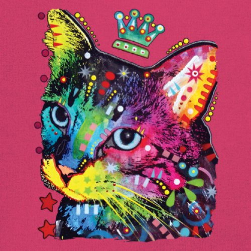 Cute Thinking Crowned Cat Youth T-shirt Dean Russo Colorful Kitten Kids - Picture 46 of 50