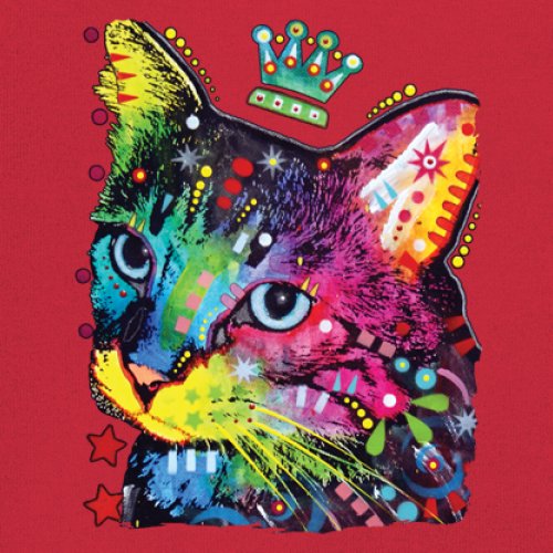 Cute Thinking Crowned Cat Youth T-shirt Dean Russo Colorful Kitten Kids - Picture 18 of 50