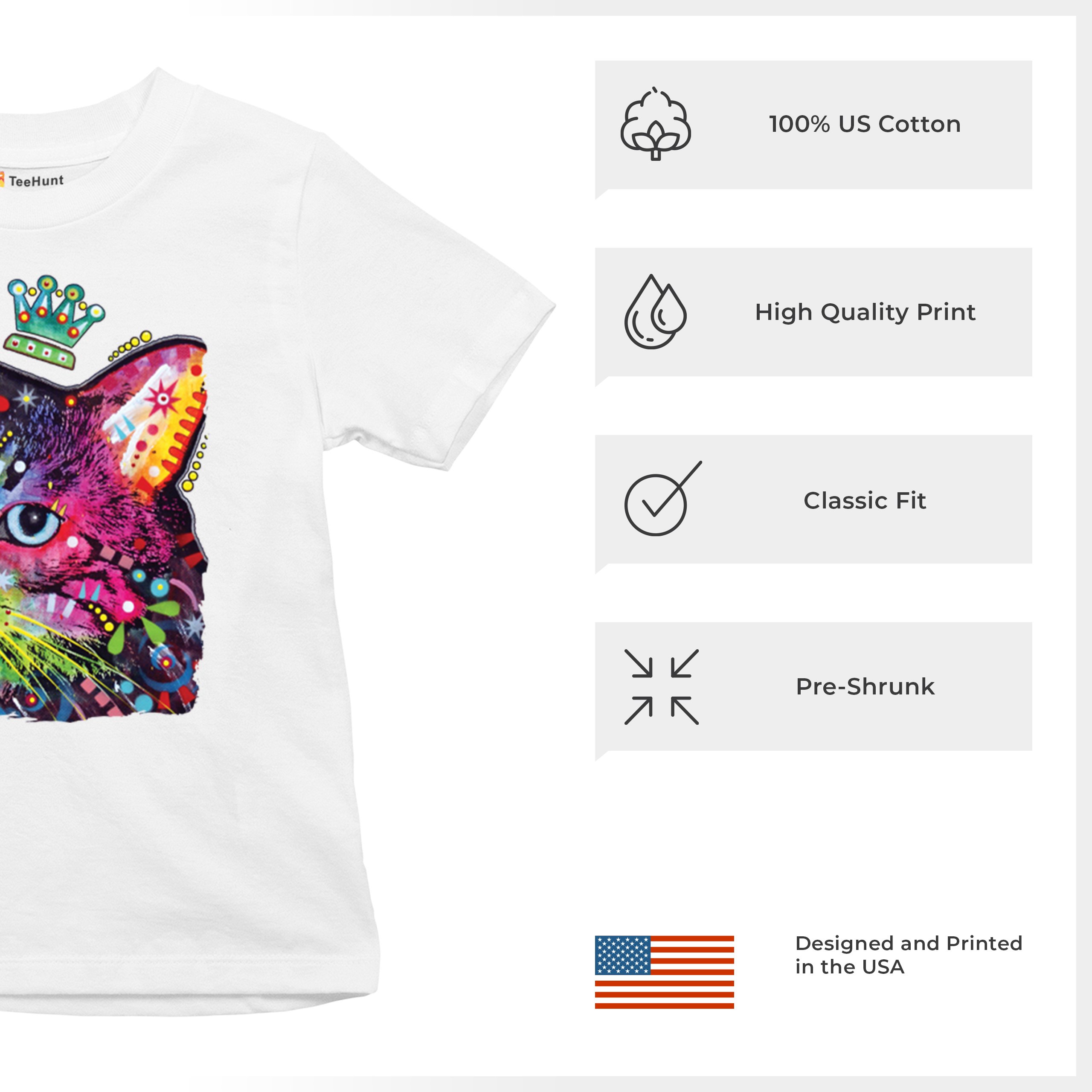 Cute Thinking Crowned Cat Youth T-shirt Dean Russo Colorful Kitten Kids - Picture 28 of 50