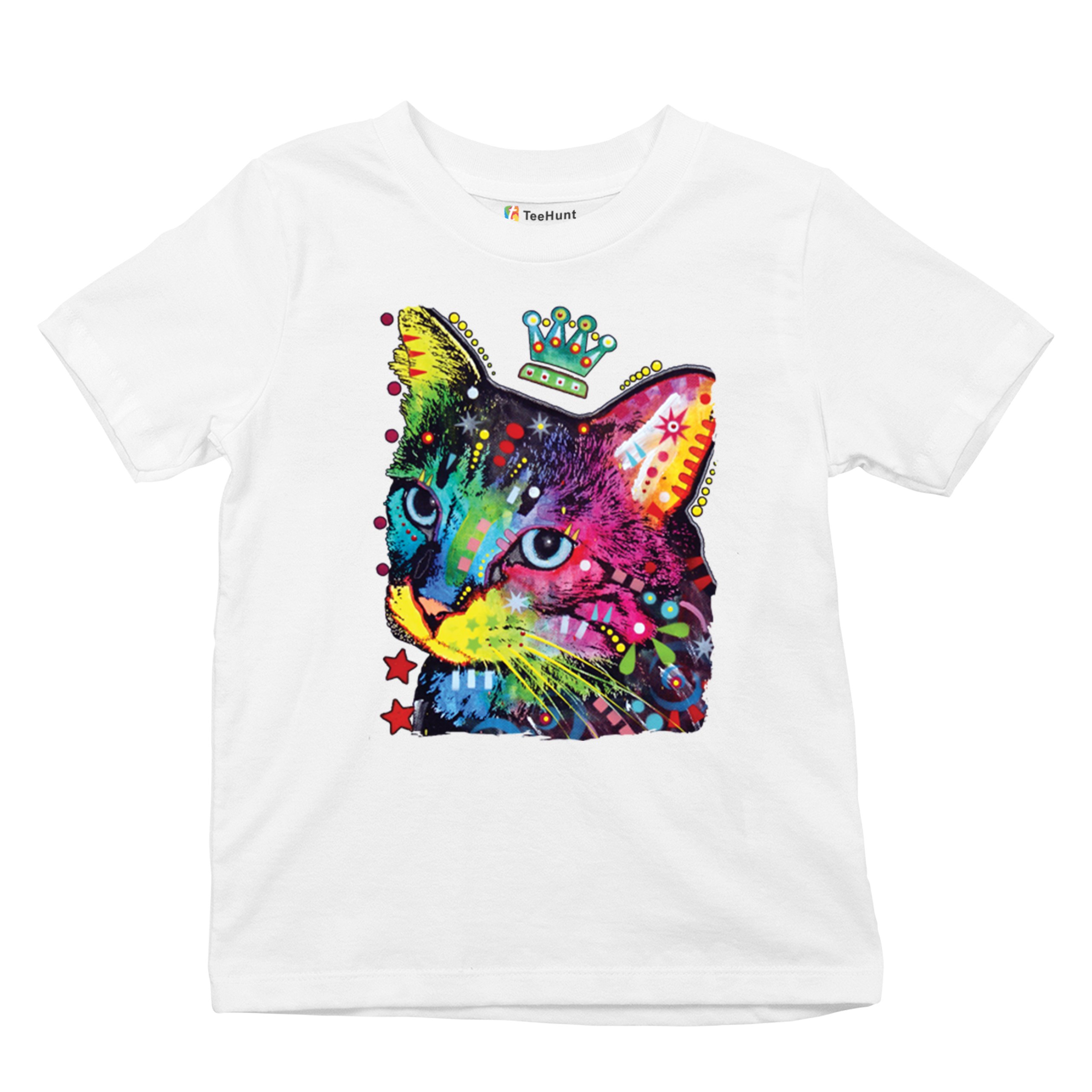 Cute Thinking Crowned Cat Youth T-shirt Dean Russo Colorful Kitten Kids - Picture 27 of 50