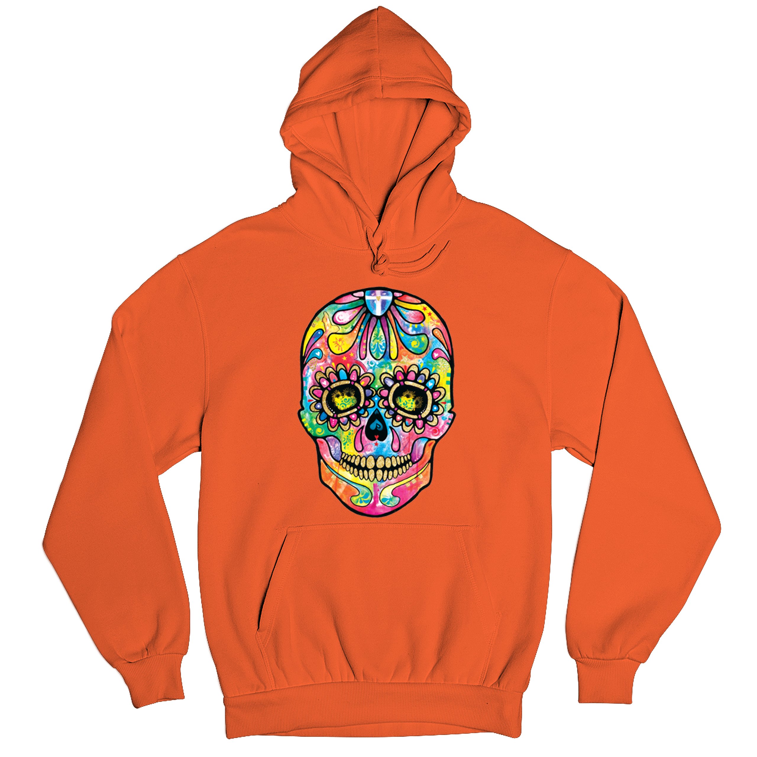 Dean Russo Sugar Skull Sweatshirt Day of the Dead Neon Calavera Hoodie - Picture 20 of 57
