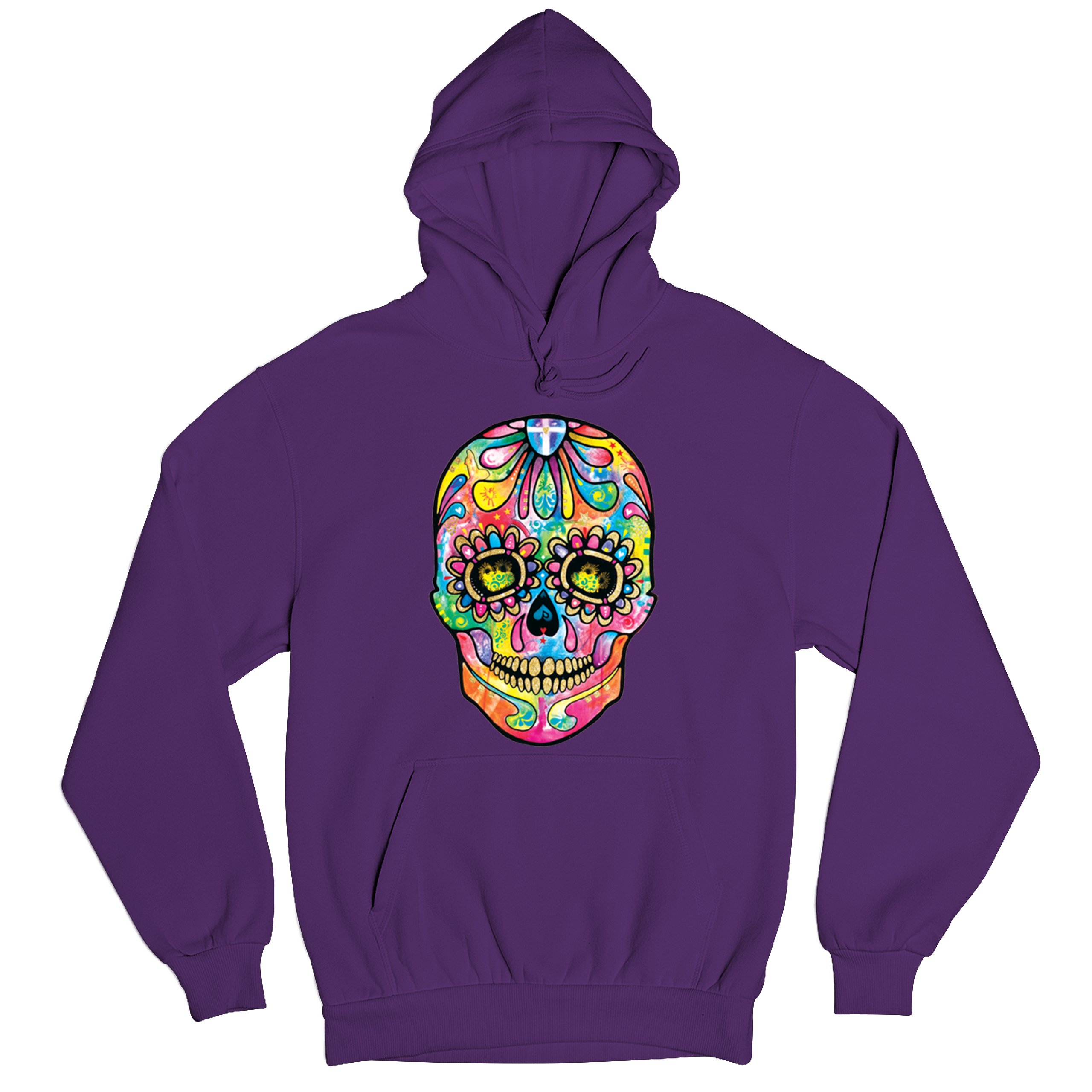 Dean Russo Sugar Skull Sweatshirt Day of the Dead Neon Calavera Hoodie - Picture 27 of 57