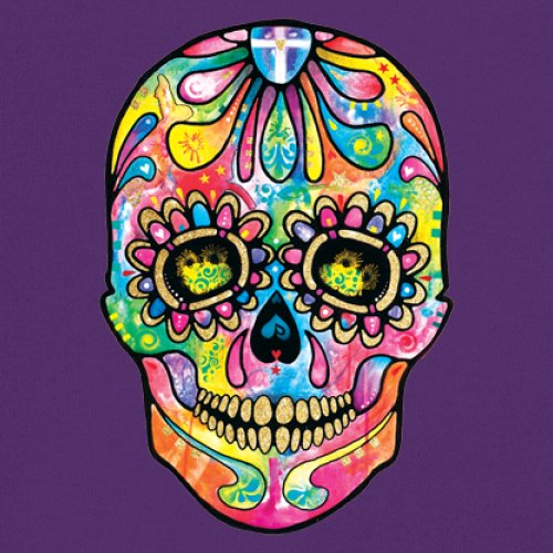 Dean Russo Sugar Skull Sweatshirt Day of the Dead Neon Calavera Hoodie - Picture 25 of 57