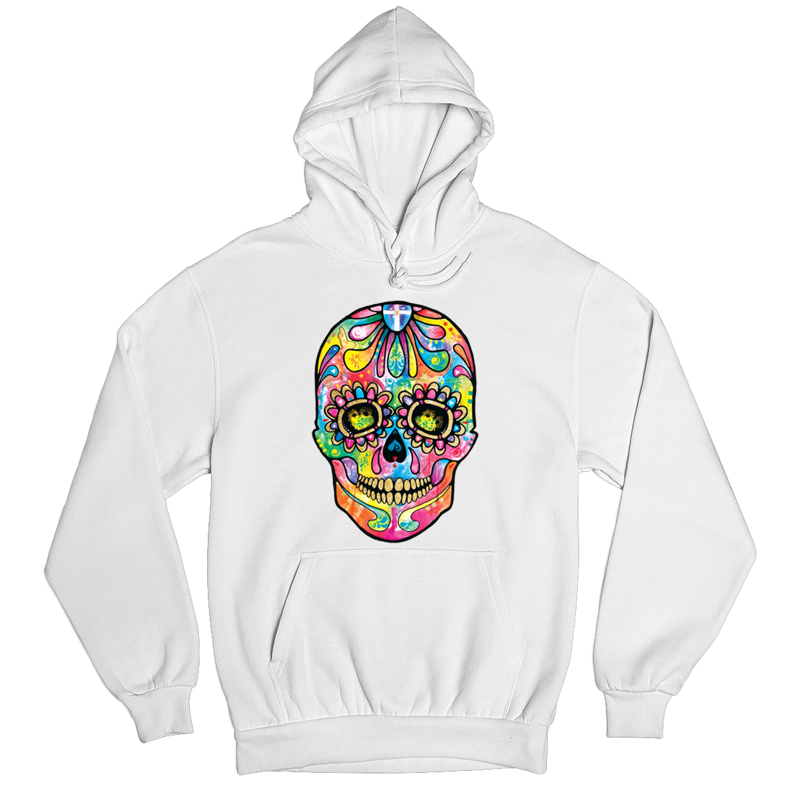 Dean Russo Sugar Skull Sweatshirt Day of the Dead Neon Calavera Hoodie - Picture 41 of 57