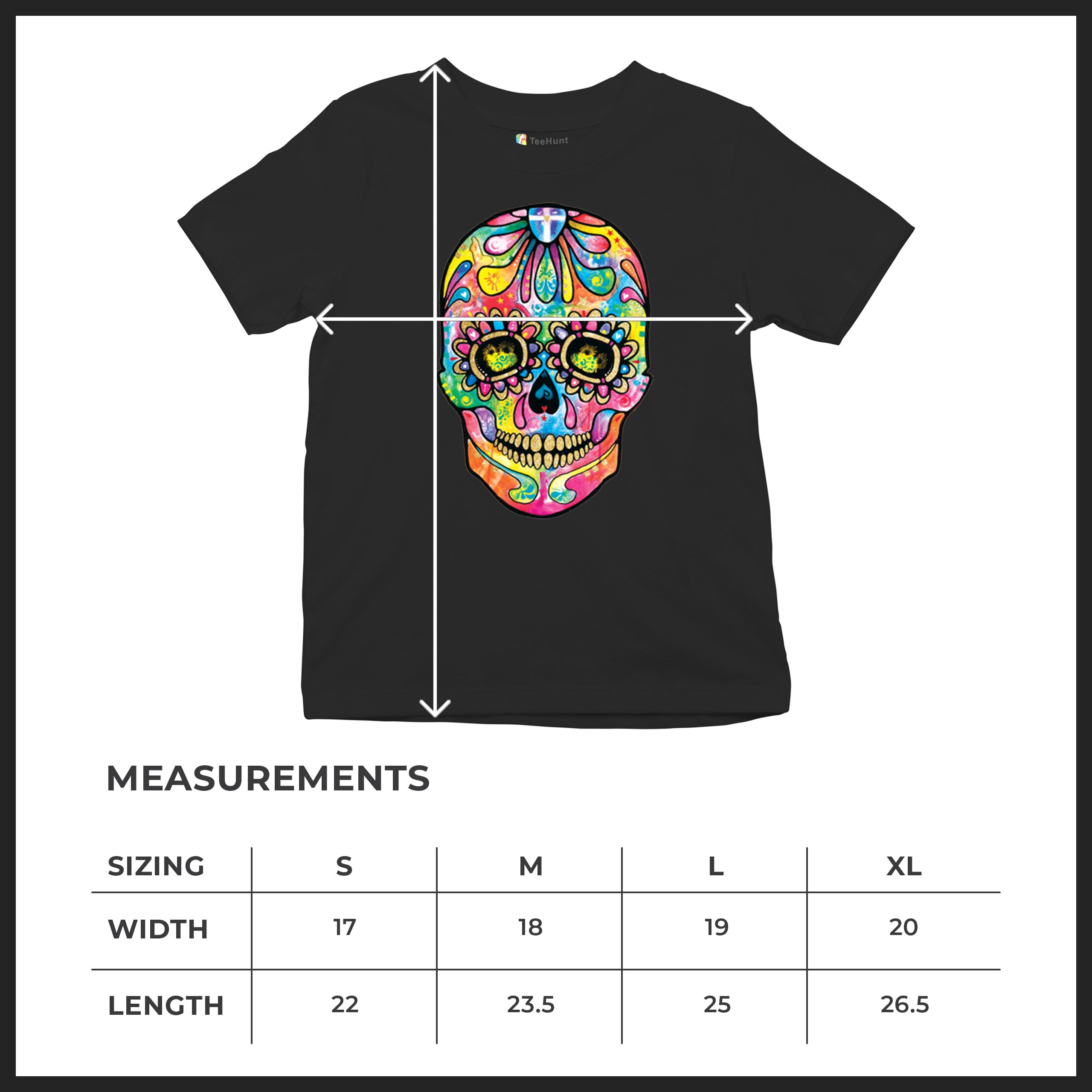 Dean Russo Sugar Skull Youth T-shirt Day of the Dead Neon Calavera Kids - Picture 8 of 50