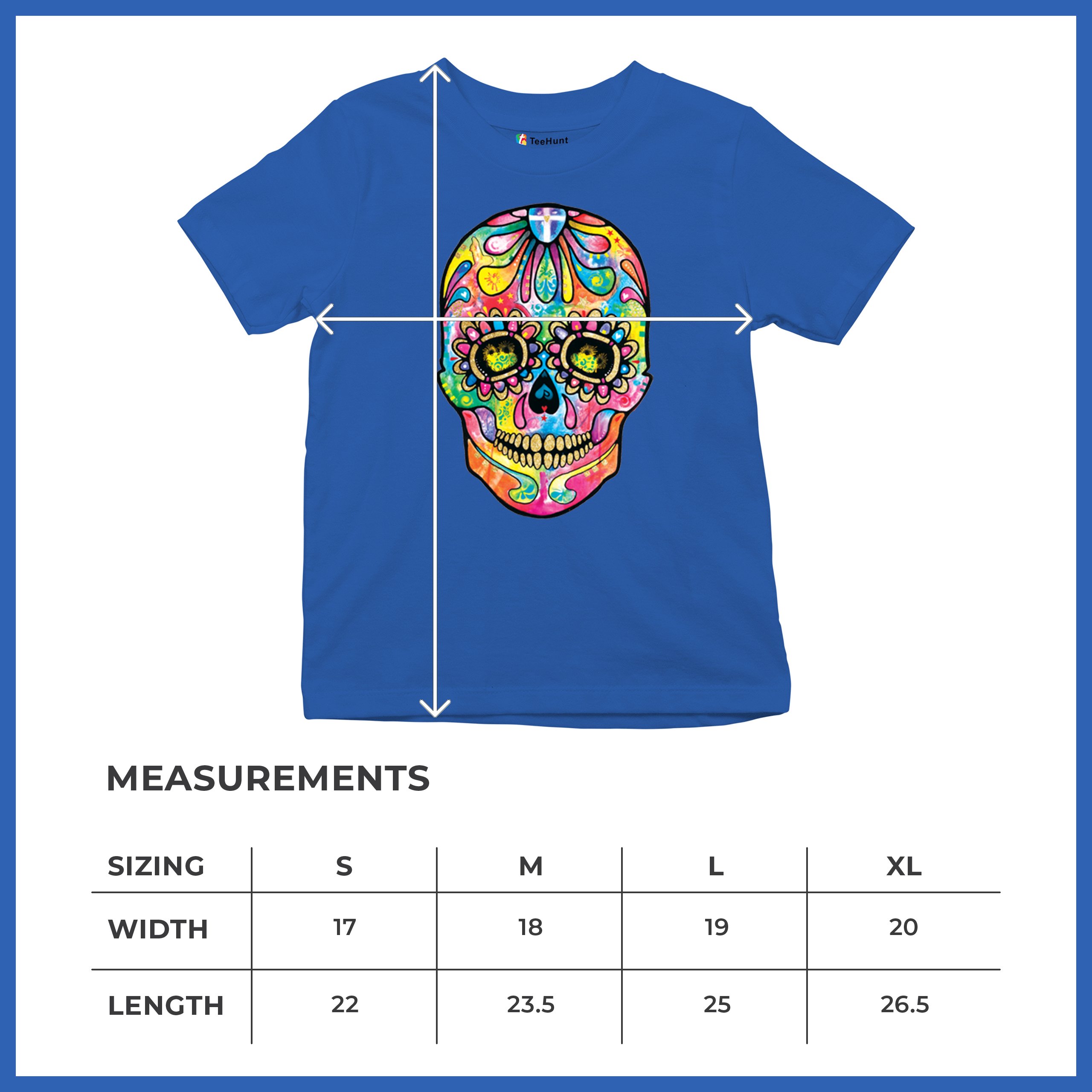 Dean Russo Sugar Skull Youth T-shirt Day of the Dead Neon Calavera Kids - Picture 43 of 50