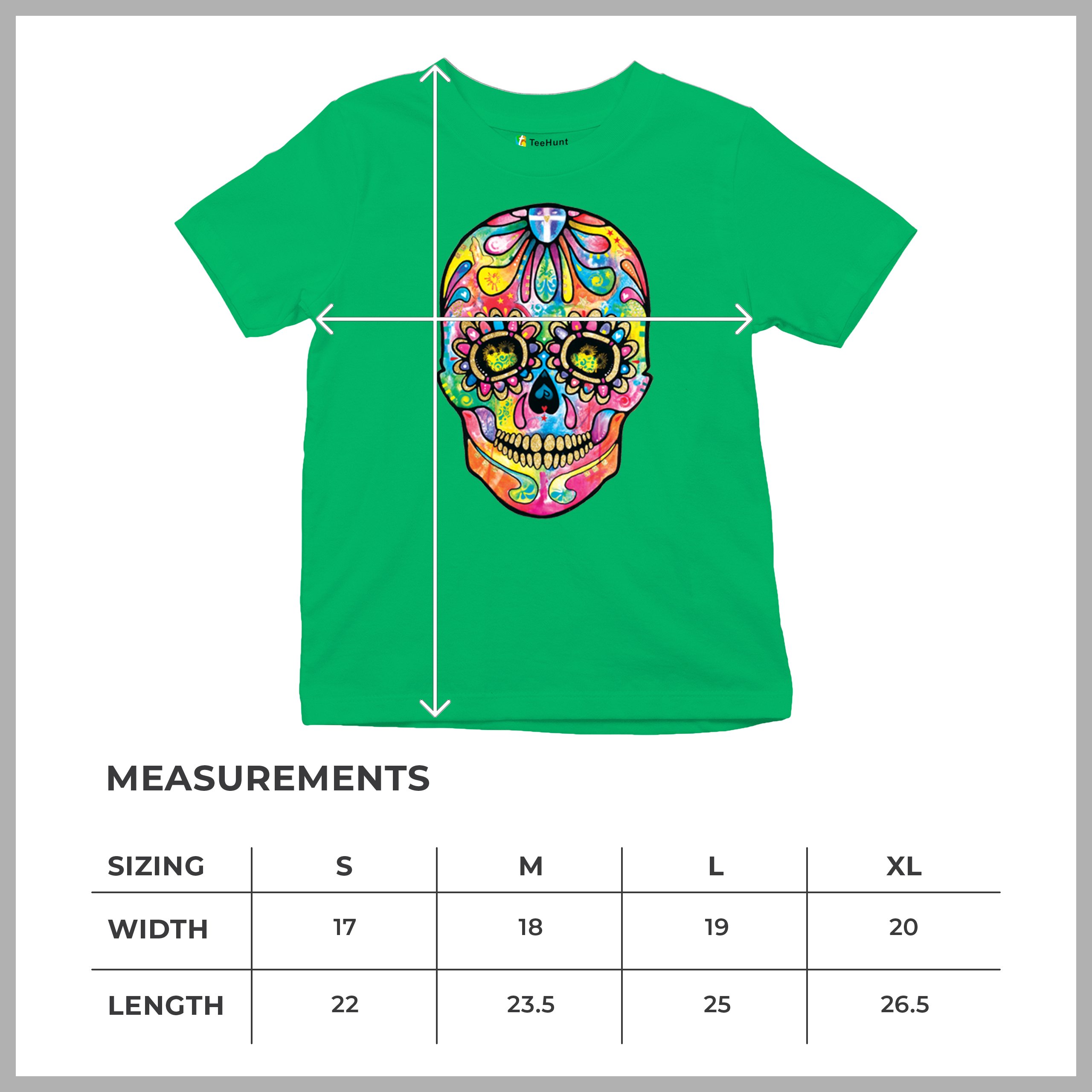 Dean Russo Sugar Skull Youth T-shirt Day of the Dead Neon Calavera Kids - Picture 36 of 50