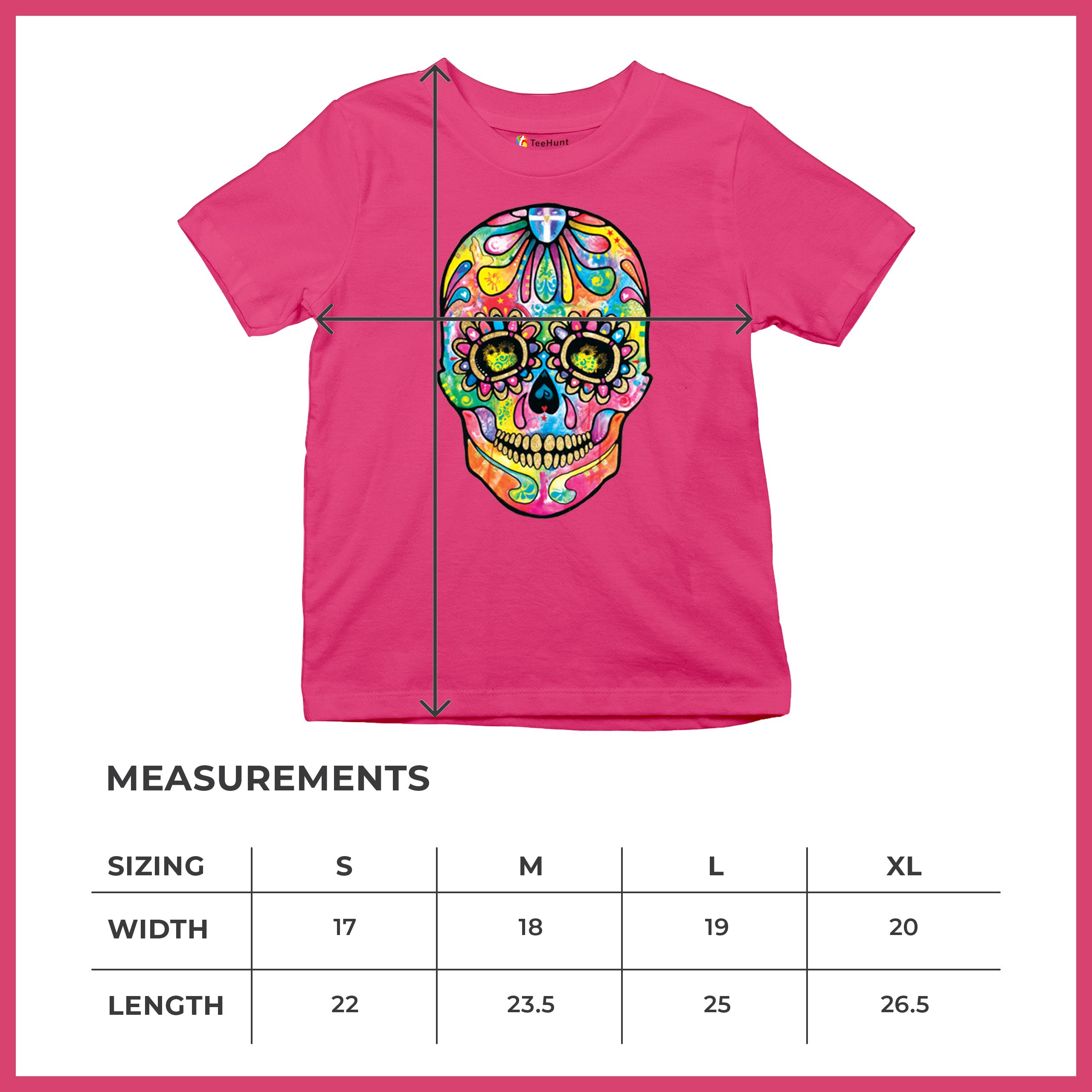 Dean Russo Sugar Skull Youth T-shirt Day of the Dead Neon Calavera Kids - Picture 50 of 50