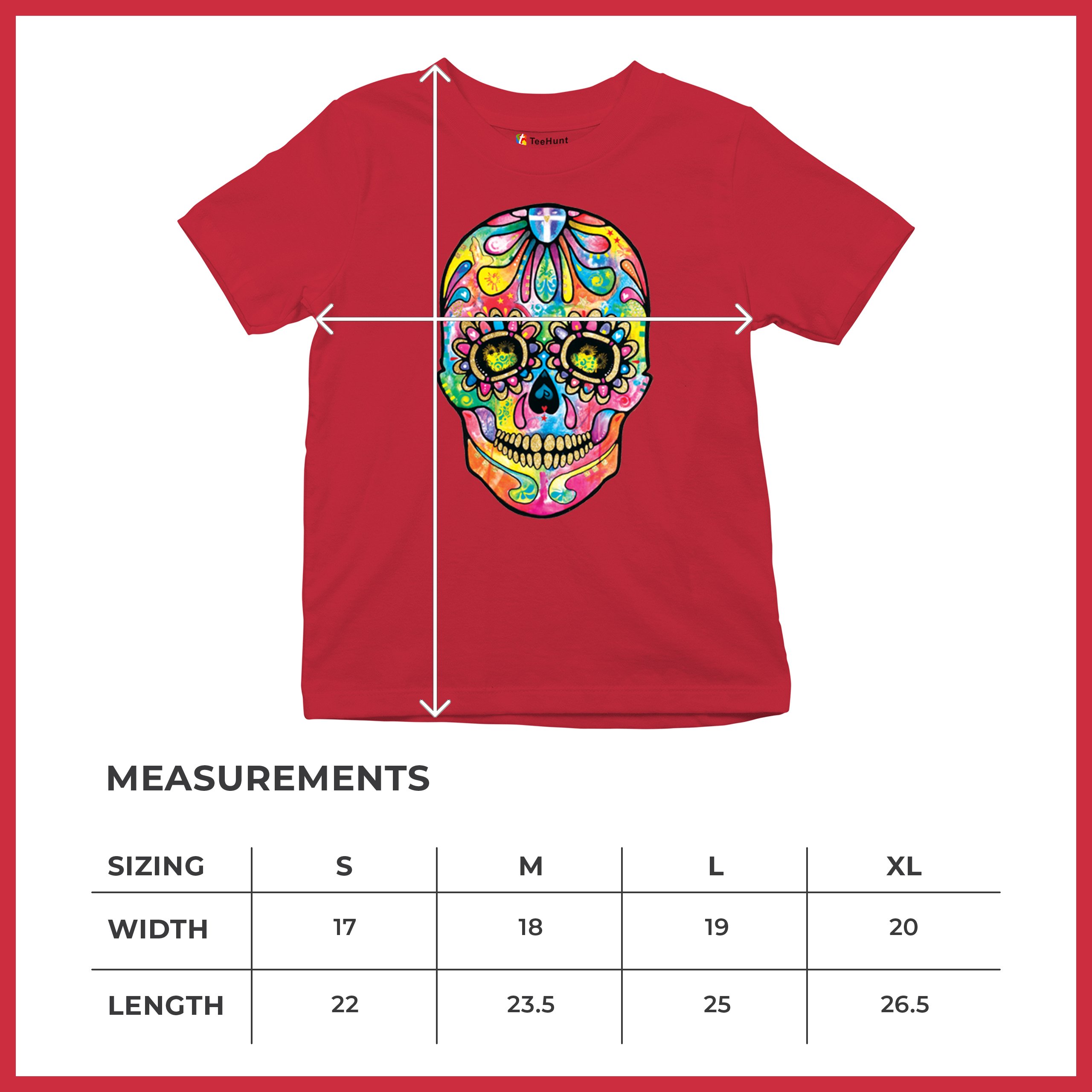 Dean Russo Sugar Skull Youth T-shirt Day of the Dead Neon Calavera Kids - Picture 22 of 50