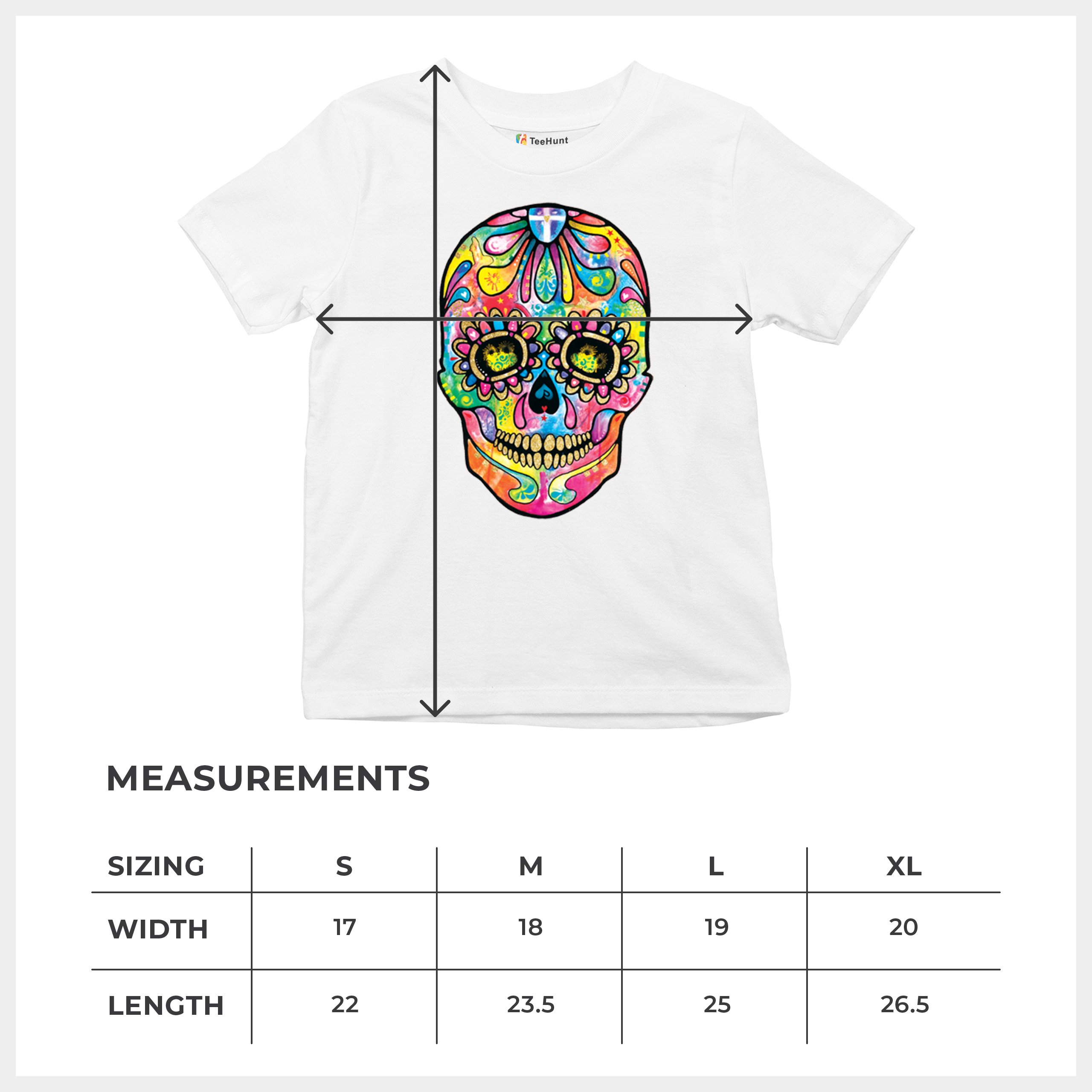 Dean Russo Sugar Skull Youth T-shirt Day of the Dead Neon Calavera Kids - Picture 29 of 50