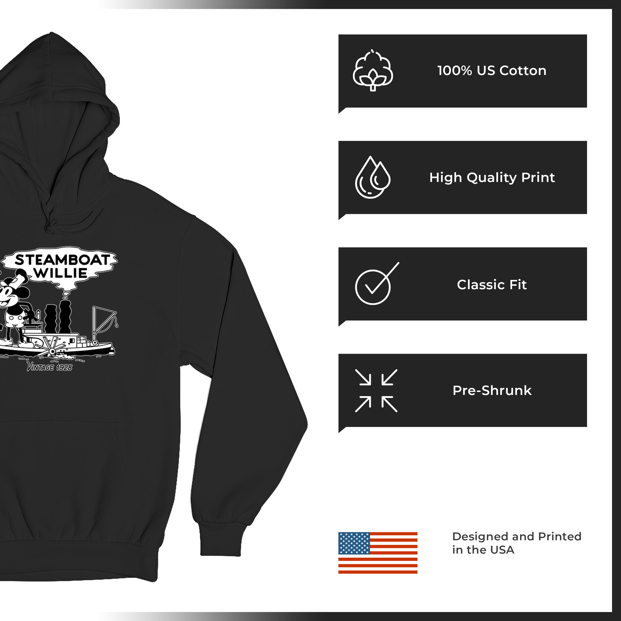 Steamboat Willie Vintage 1928 Sweatshirt Classic Timeless Tradition Hoodie - Picture 14 of 57