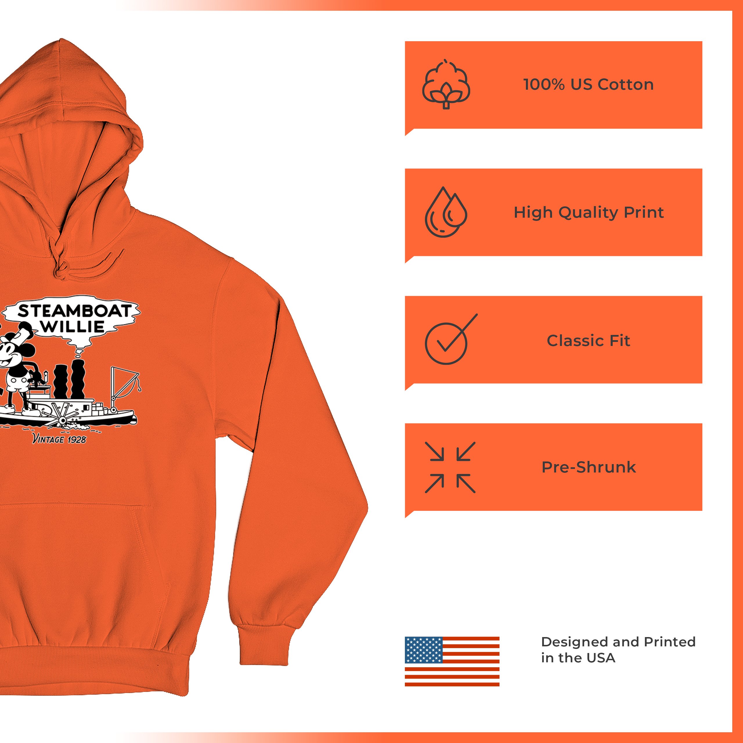Steamboat Willie Vintage 1928 Sweatshirt Classic Timeless Tradition Hoodie - Picture 28 of 57