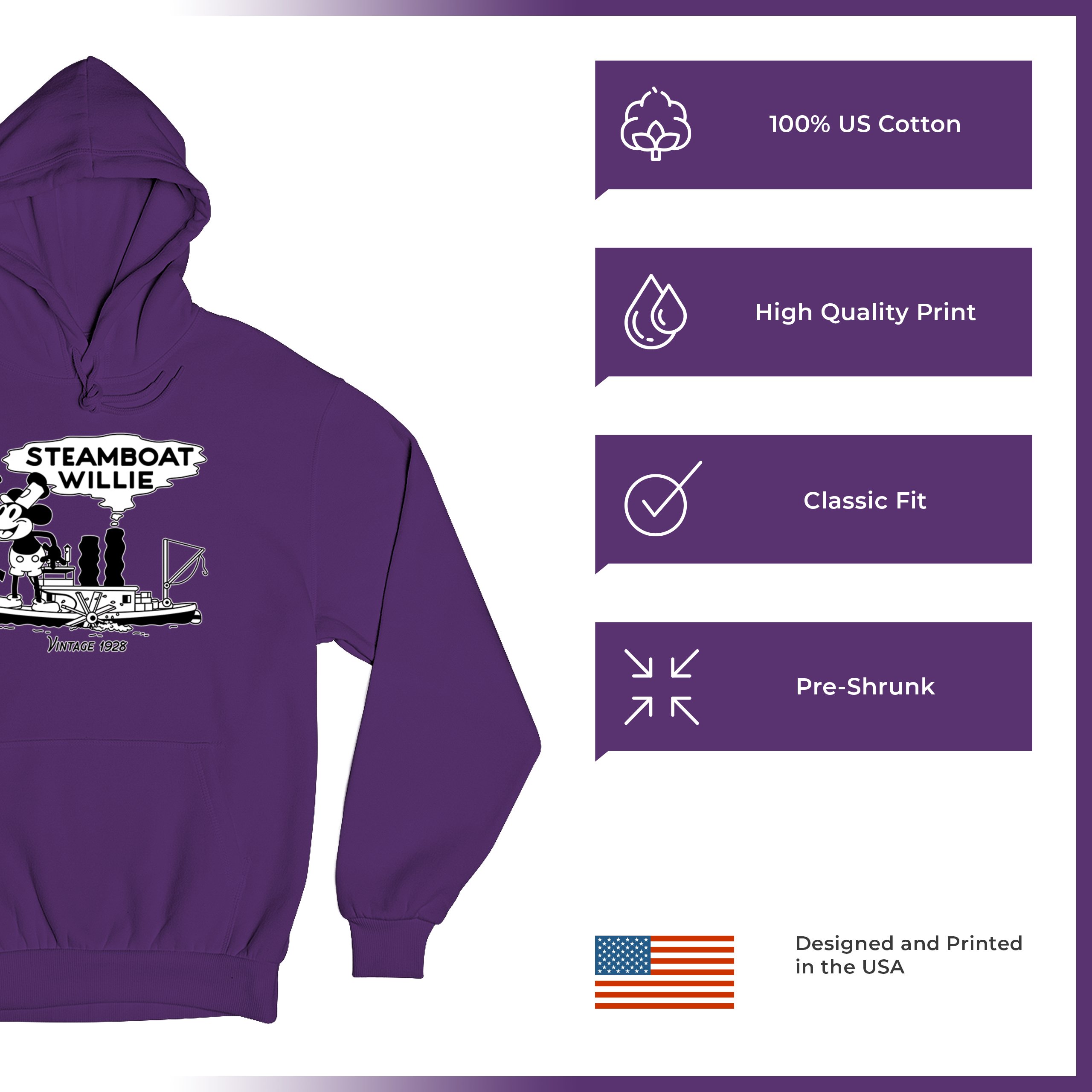 Steamboat Willie Vintage 1928 Sweatshirt Classic Timeless Tradition Hoodie - Picture 35 of 57