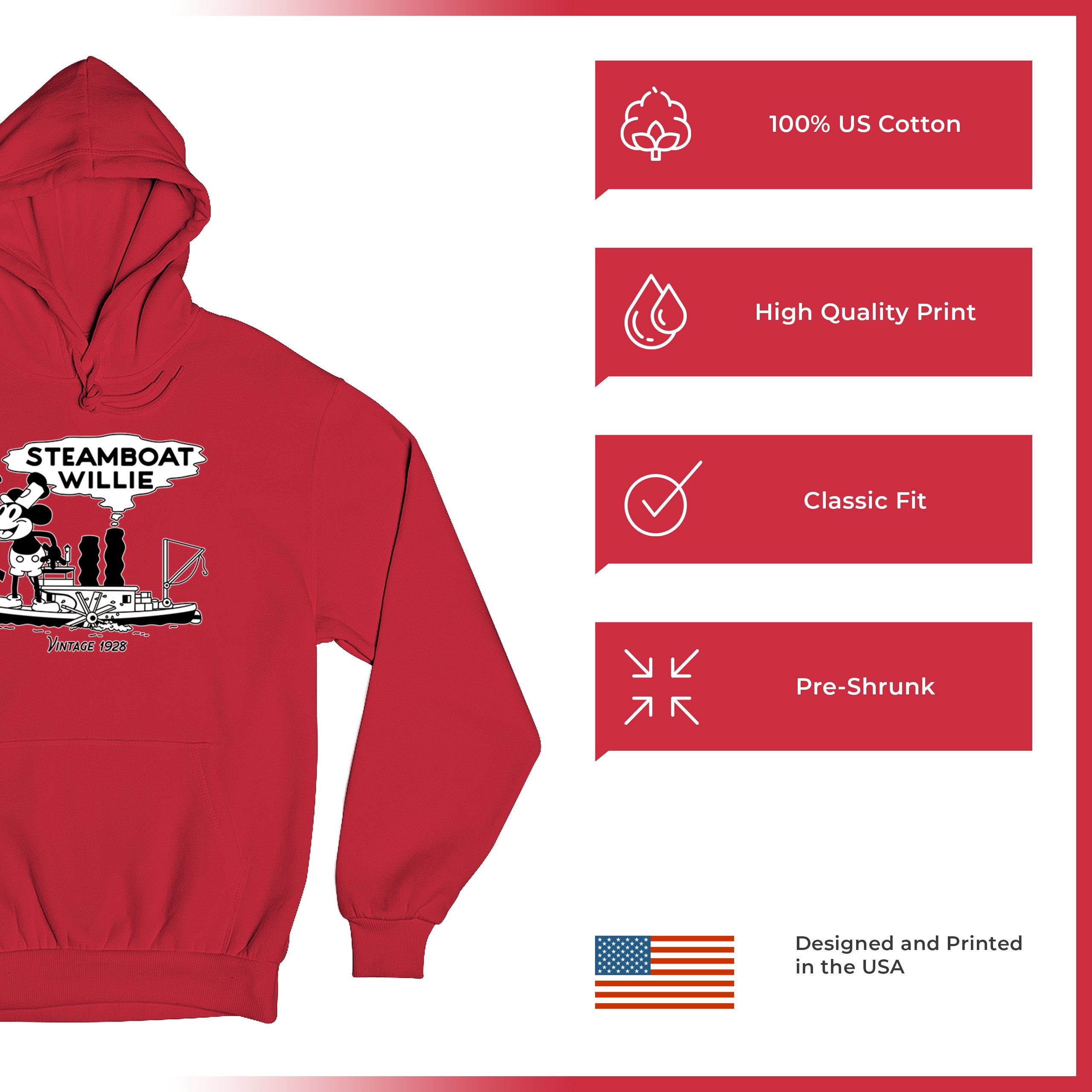 Steamboat Willie Vintage 1928 Sweatshirt Classic Timeless Tradition Hoodie - Picture 7 of 57