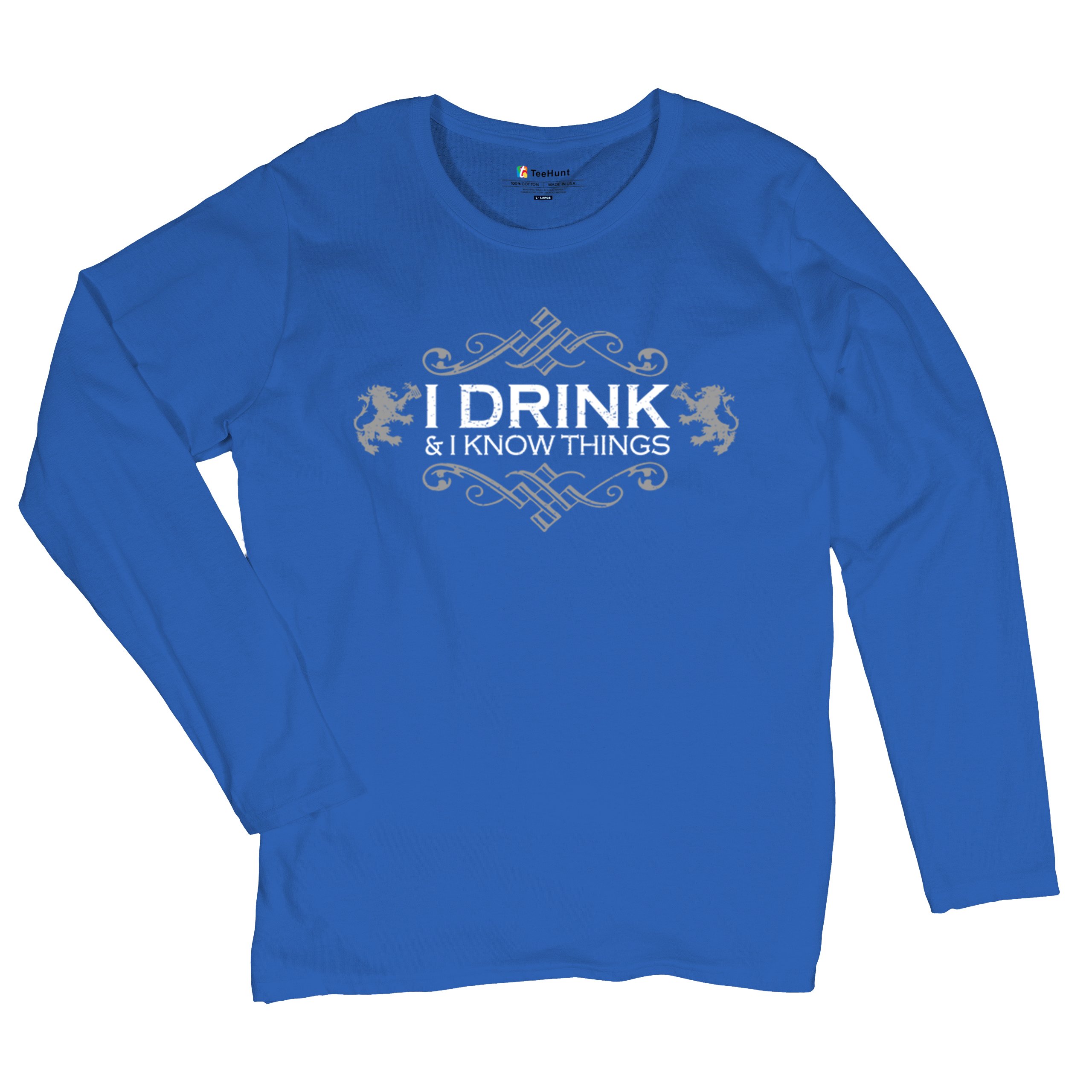 Drink & Know Things Women's Long Sleeve T-shirt Drinker Humor Witty Alcohol Bar - Picture 27 of 29