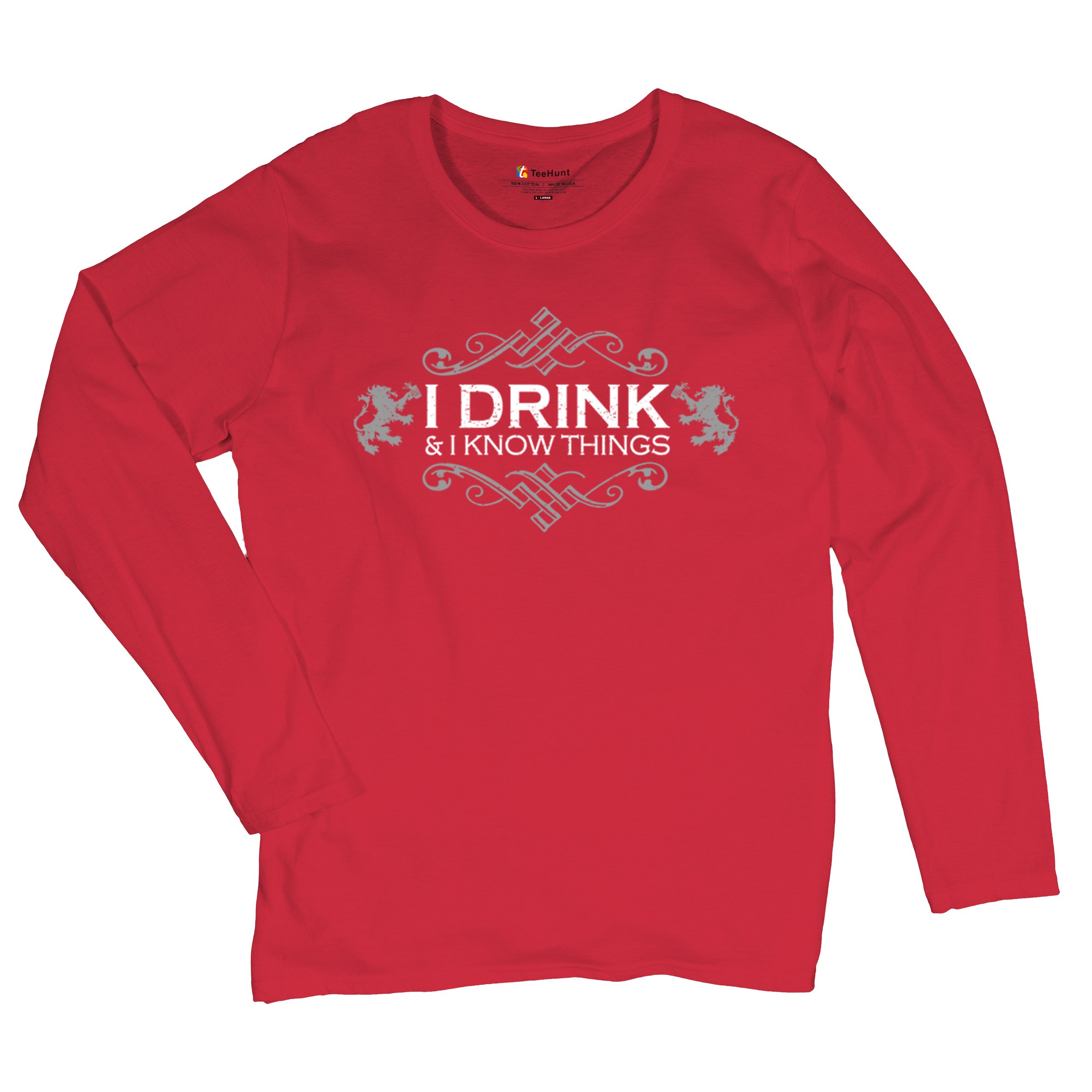Drink & Know Things Women's Long Sleeve T-shirt Drinker Humor Witty Alcohol Bar - Picture 13 of 29