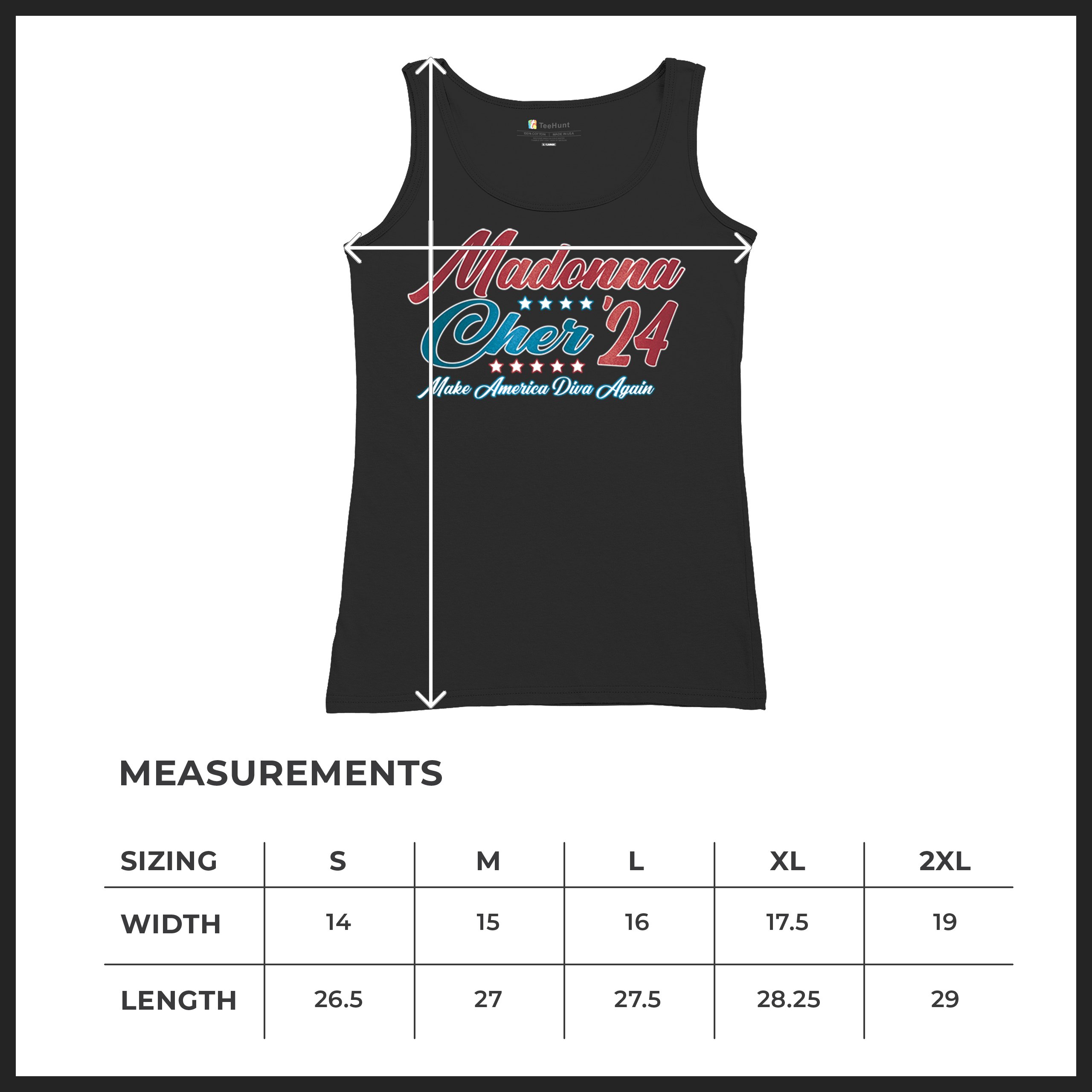 Madonna Cher 2024 Make America Diva Again Women's Tank Top Pop Culture Icon - Picture 8 of 36