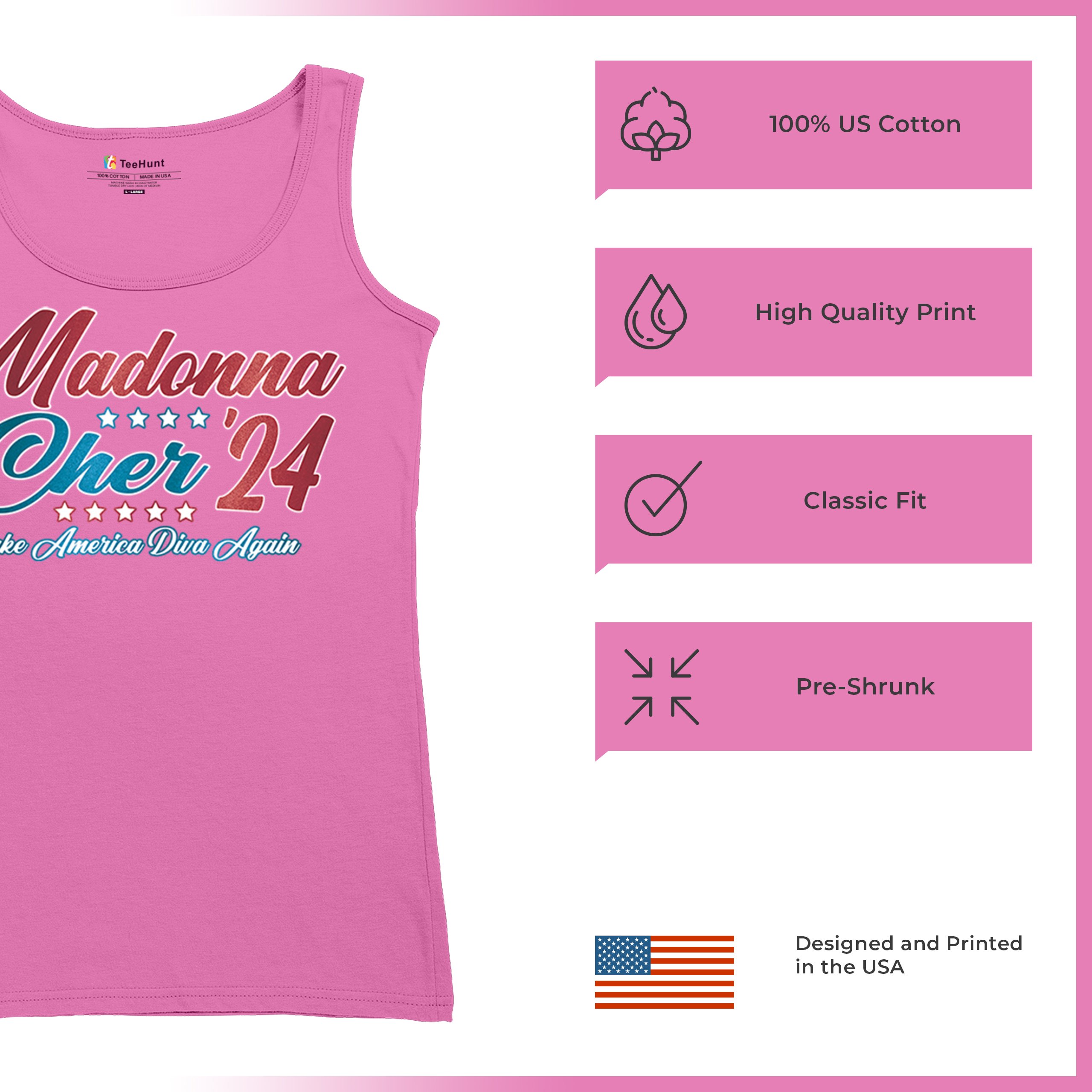 Madonna Cher 2024 Make America Diva Again Women's Tank Top Pop Culture Icon - Picture 35 of 36