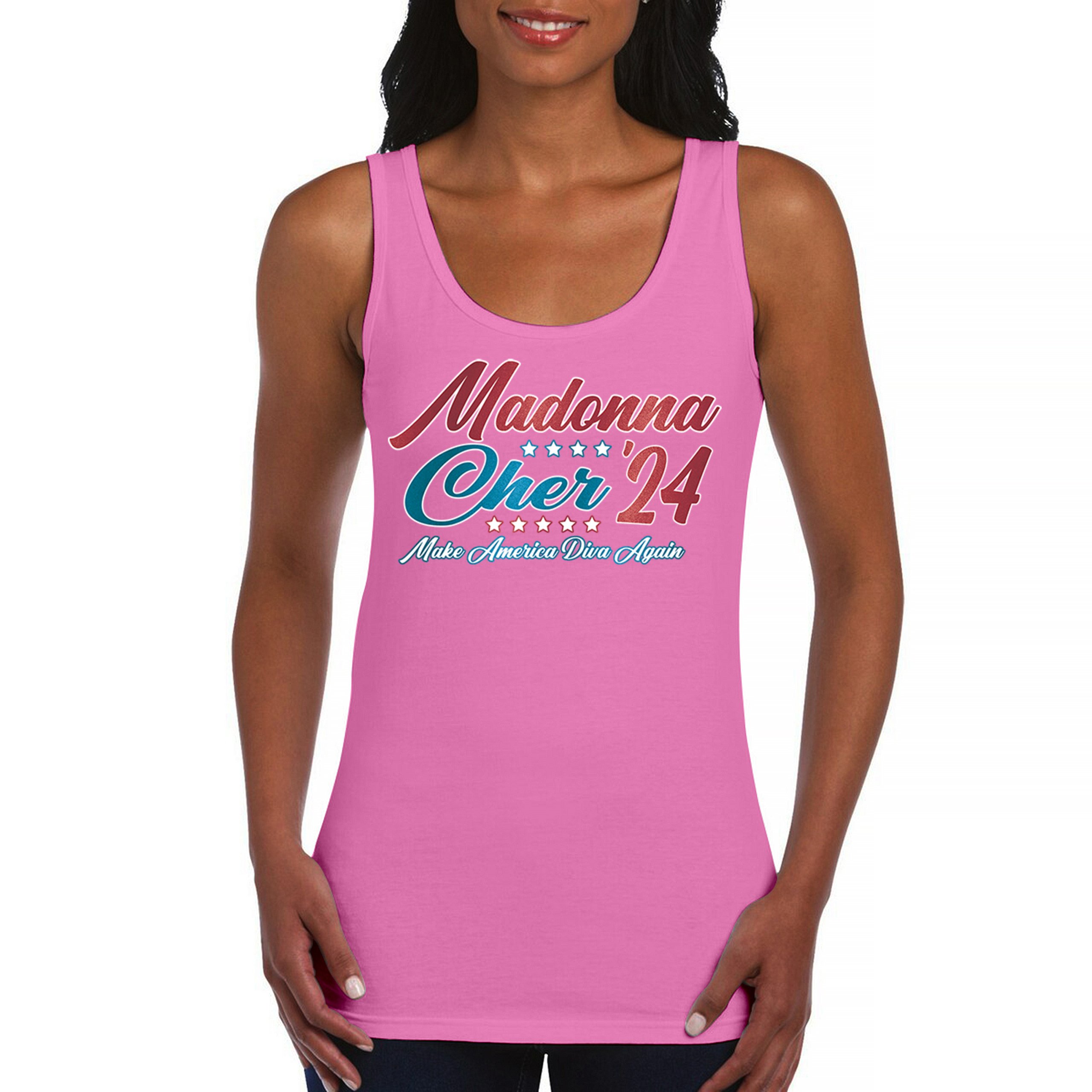 Madonna Cher 2024 Make America Diva Again Women's Tank Top Pop Culture Icon - Picture 30 of 36
