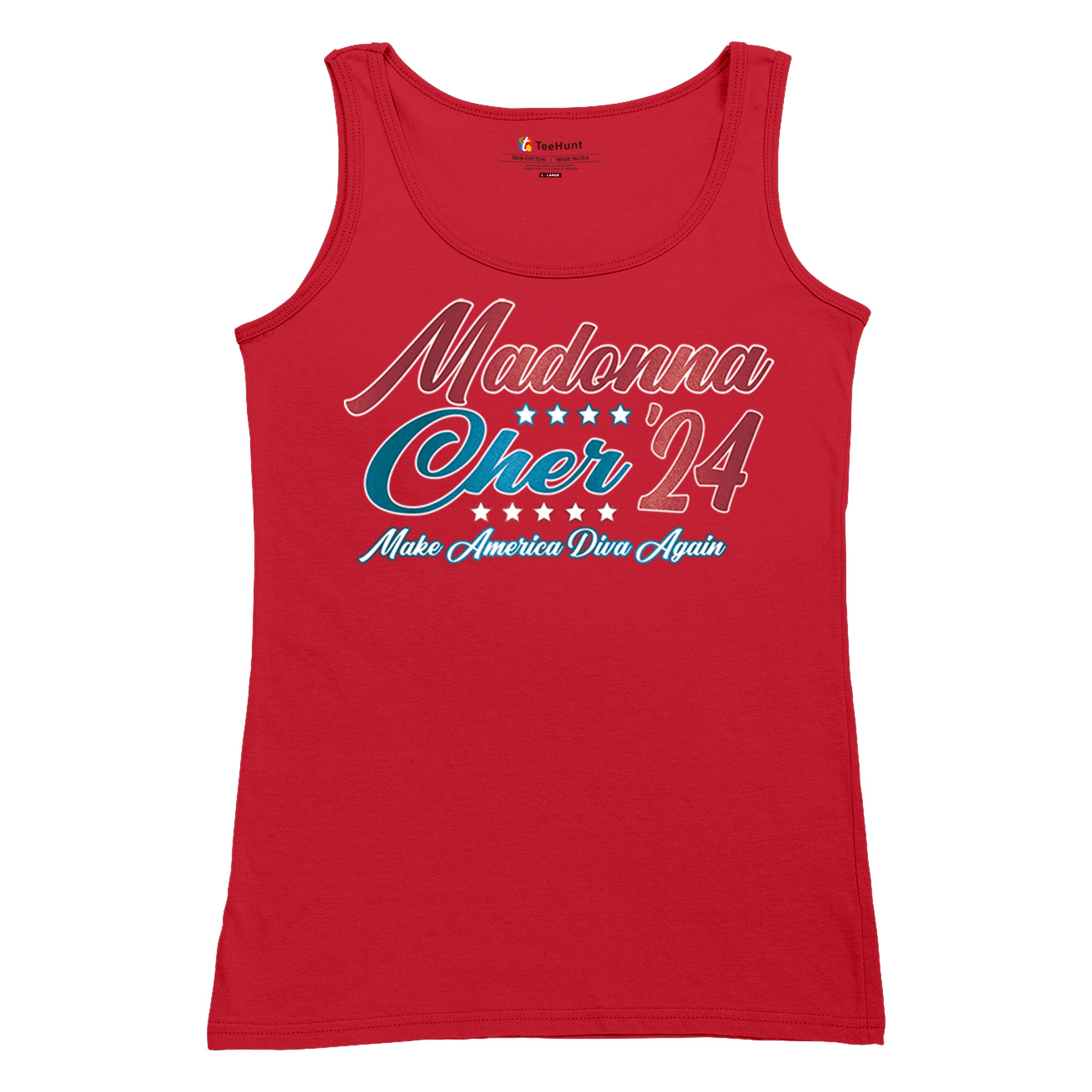 Madonna Cher 2024 Make America Diva Again Women's Tank Top Pop Culture Icon - Picture 13 of 36