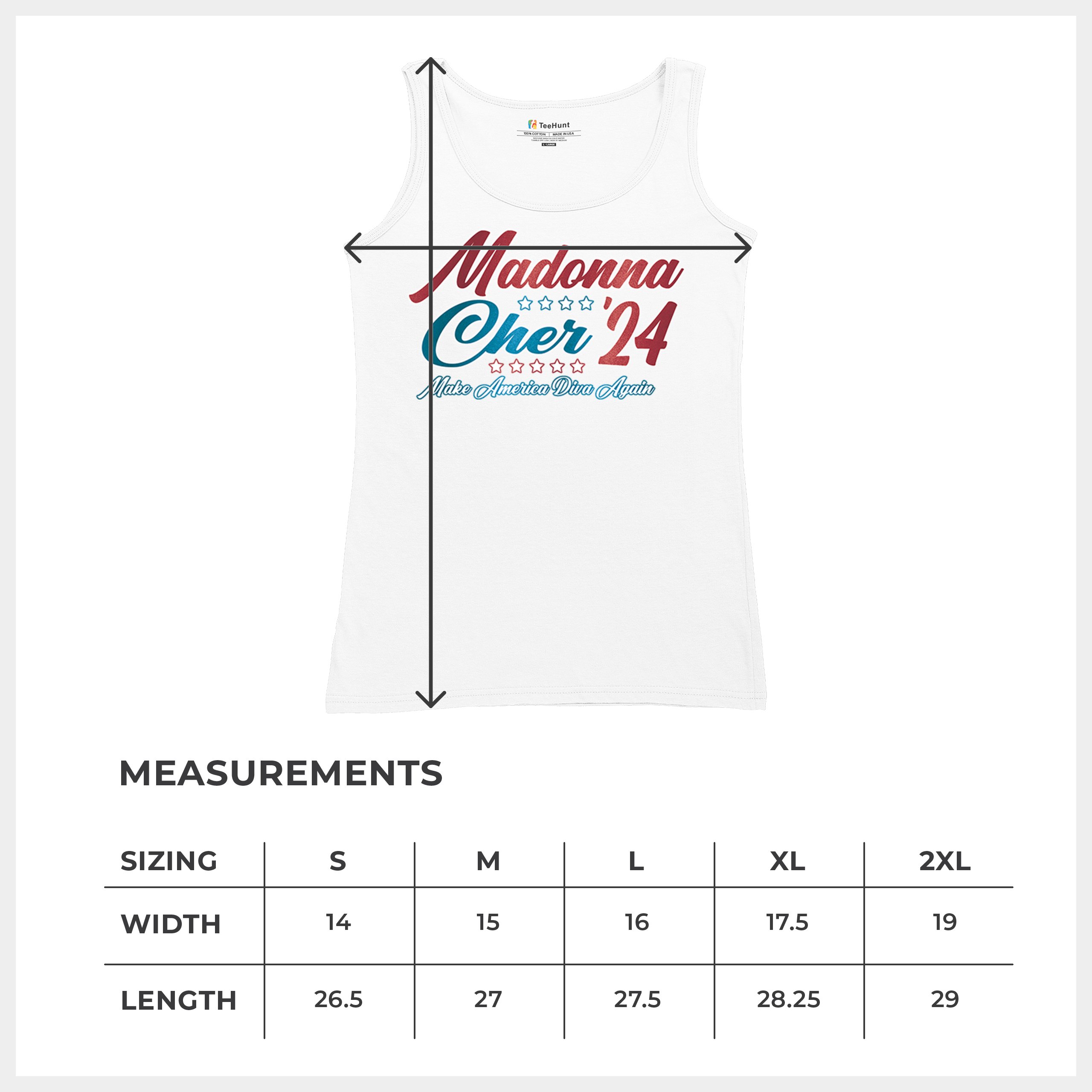 Madonna Cher 2024 Make America Diva Again Women's Tank Top Pop Culture Icon - Picture 22 of 36