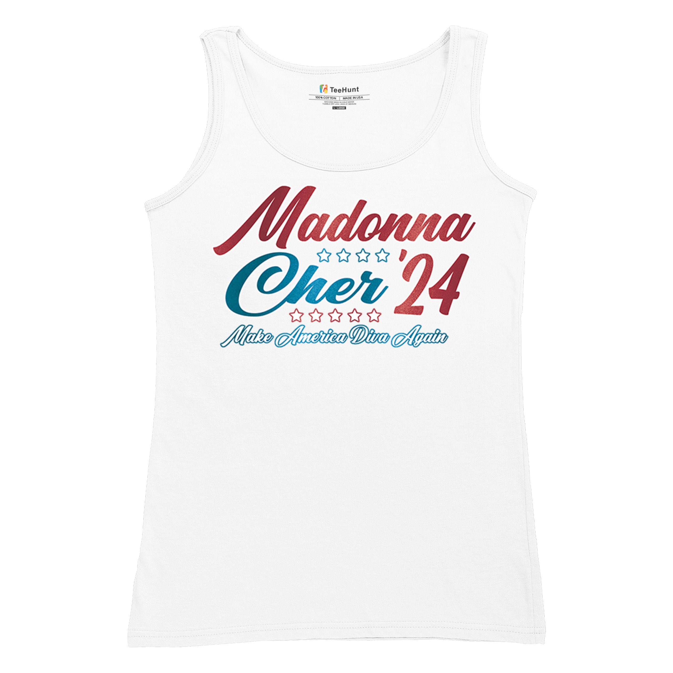 Madonna Cher 2024 Make America Diva Again Women's Tank Top Pop Culture Icon - Picture 20 of 36