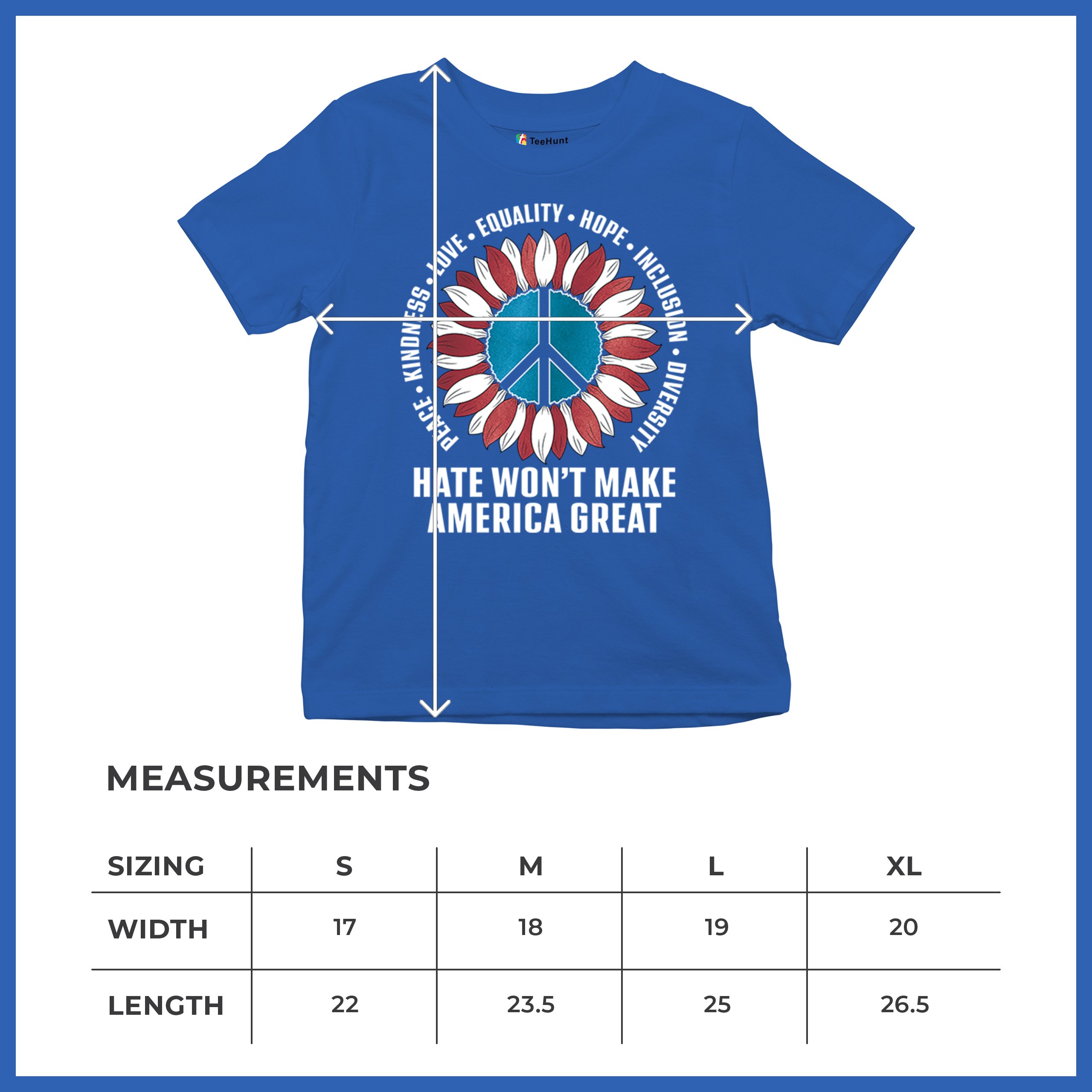 Hate Won't Make America Great Youth T-shirt Love Equality Hope Diversity Kids - Picture 29 of 36