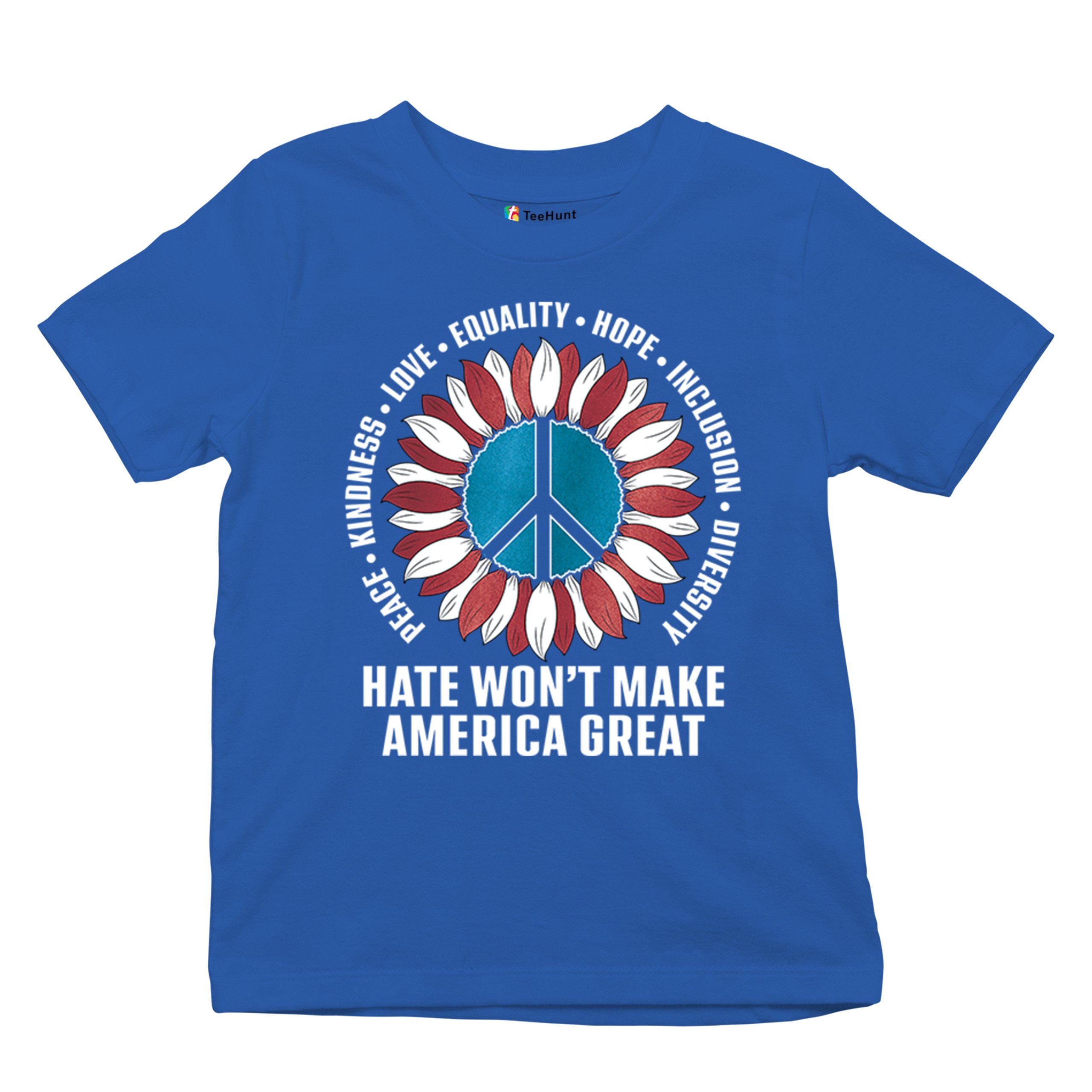 Hate Won't Make America Great Youth T-shirt Love Equality Hope Diversity Kids - Picture 27 of 36