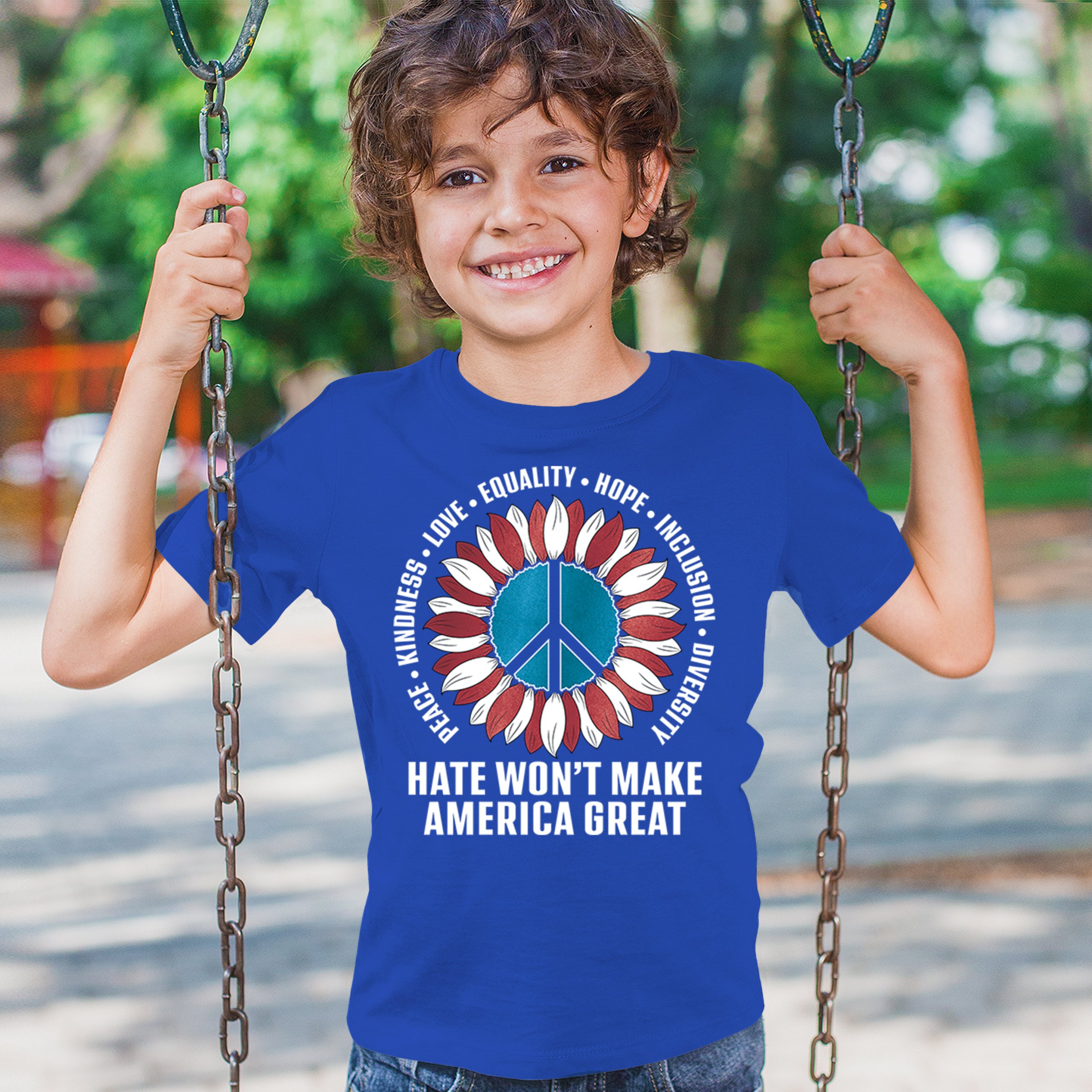 Hate Won't Make America Great Youth T-shirt Love Equality Hope Diversity Kids - Picture 26 of 36