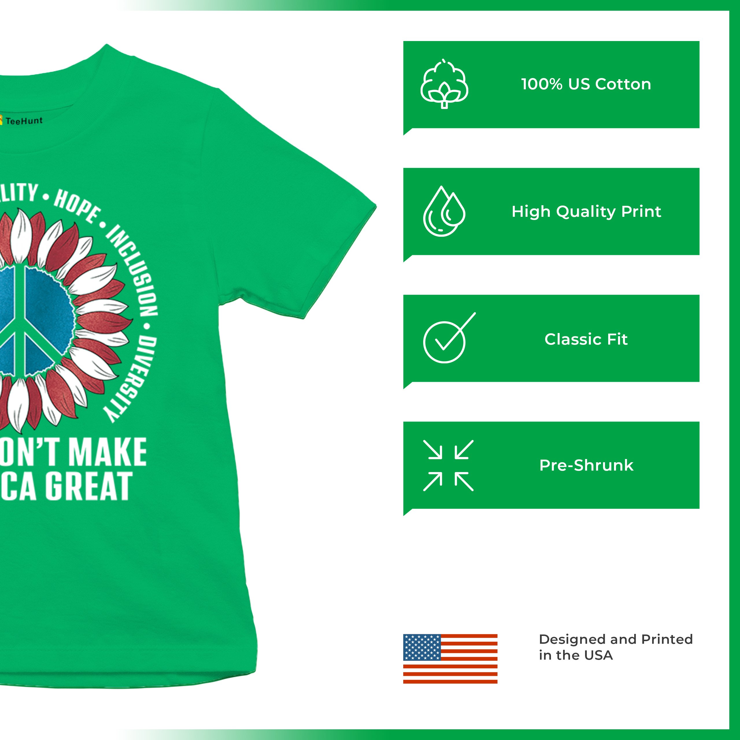 Hate Won't Make America Great Youth T-shirt Love Equality Hope Diversity Kids - Picture 21 of 36