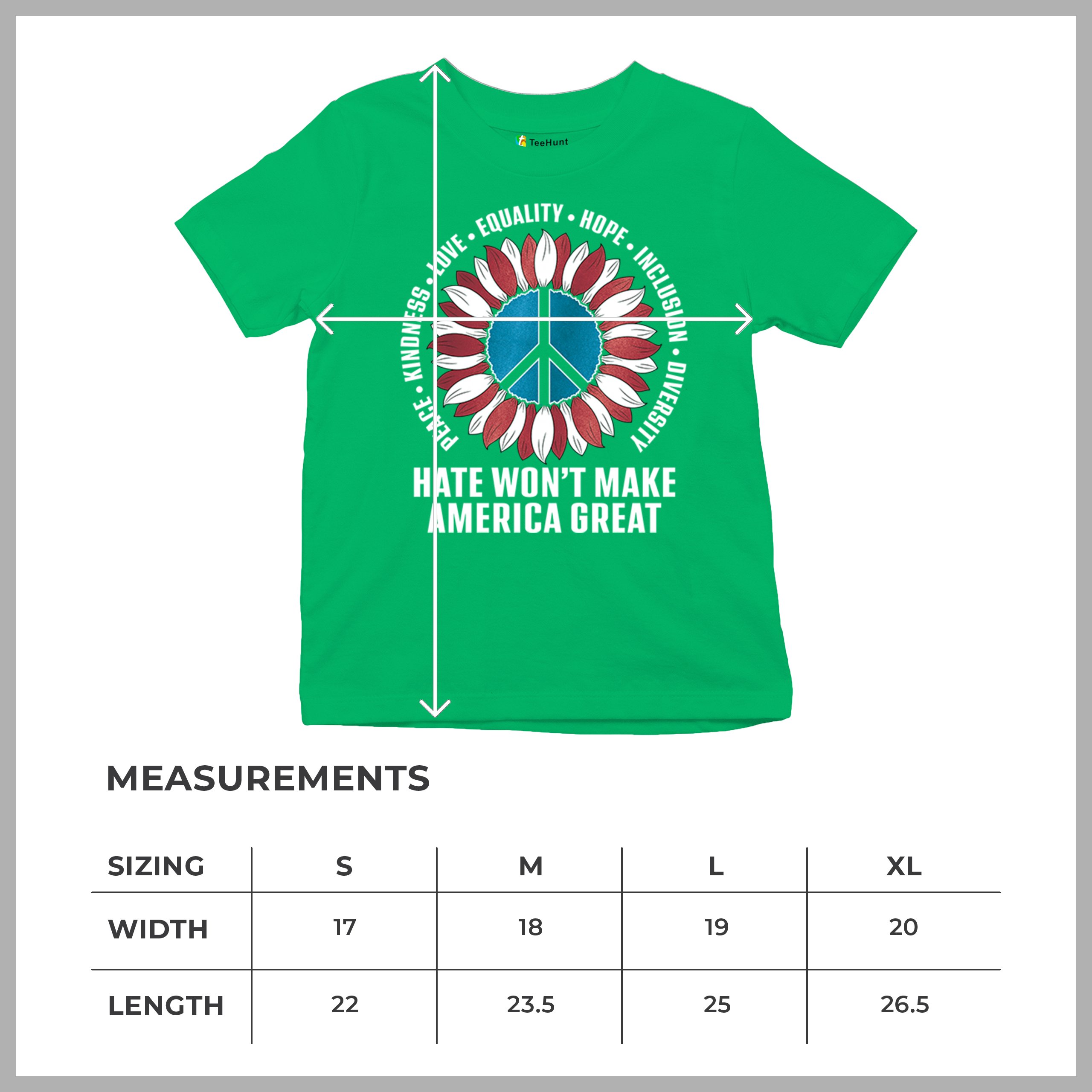 Hate Won't Make America Great Youth T-shirt Love Equality Hope Diversity Kids - Picture 22 of 36