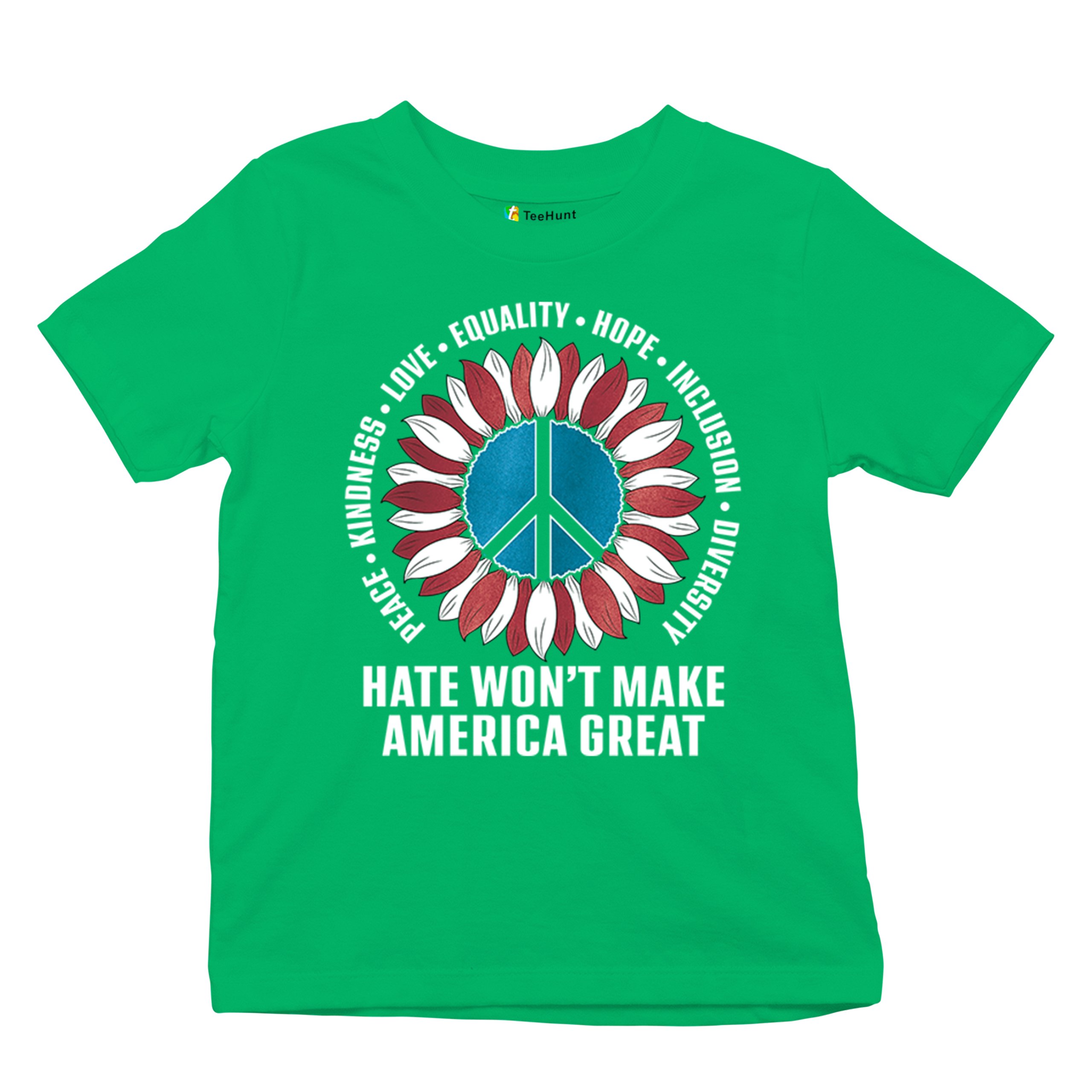 Hate Won't Make America Great Youth T-shirt Love Equality Hope Diversity Kids - Picture 20 of 36