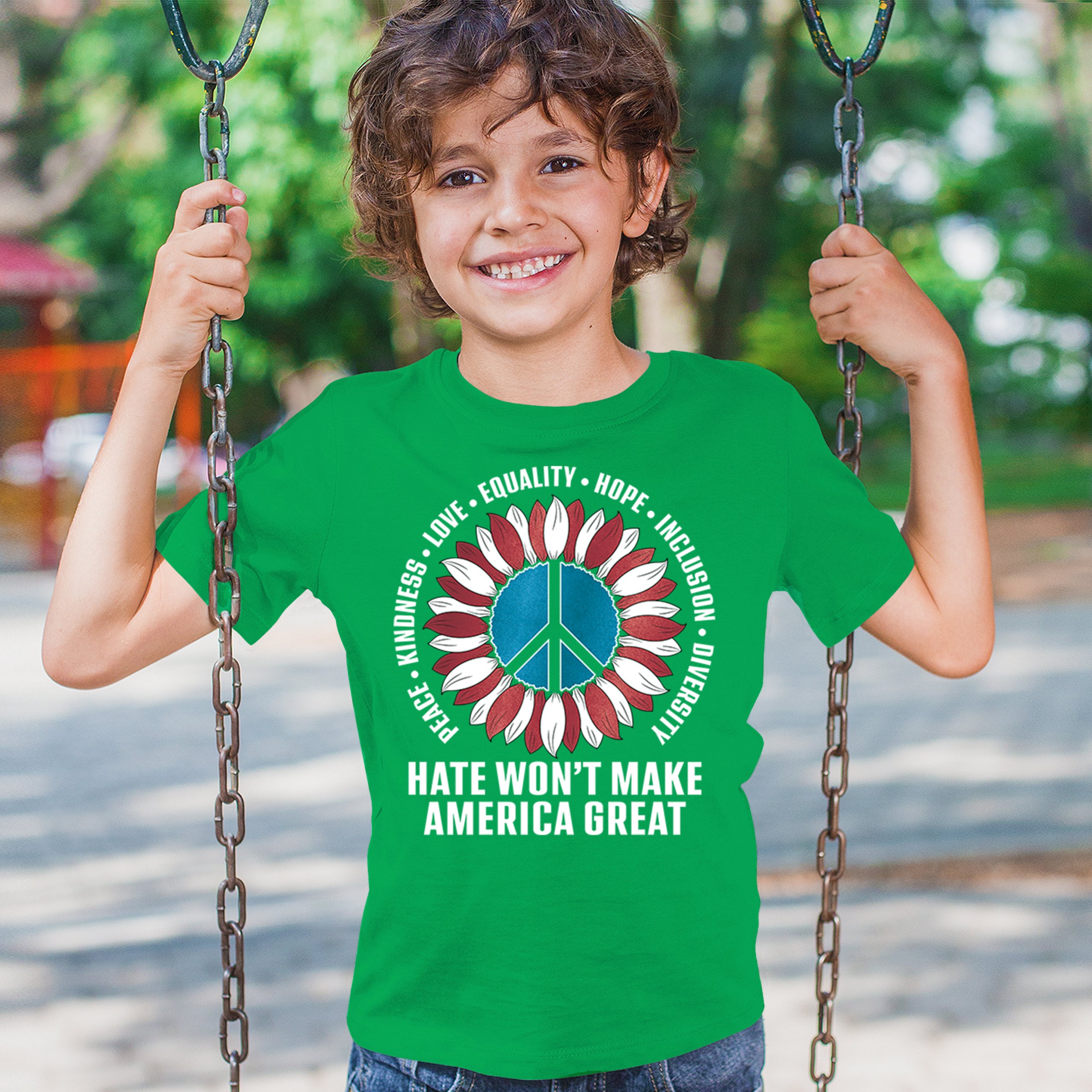 Hate Won't Make America Great Youth T-shirt Love Equality Hope Diversity Kids - Picture 19 of 36