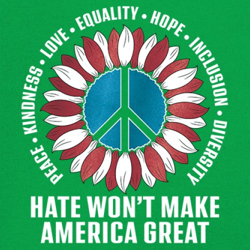 Hate Won't Make America Great Youth T-shirt Love Equality Hope Diversity Kids - Picture 18 of 36