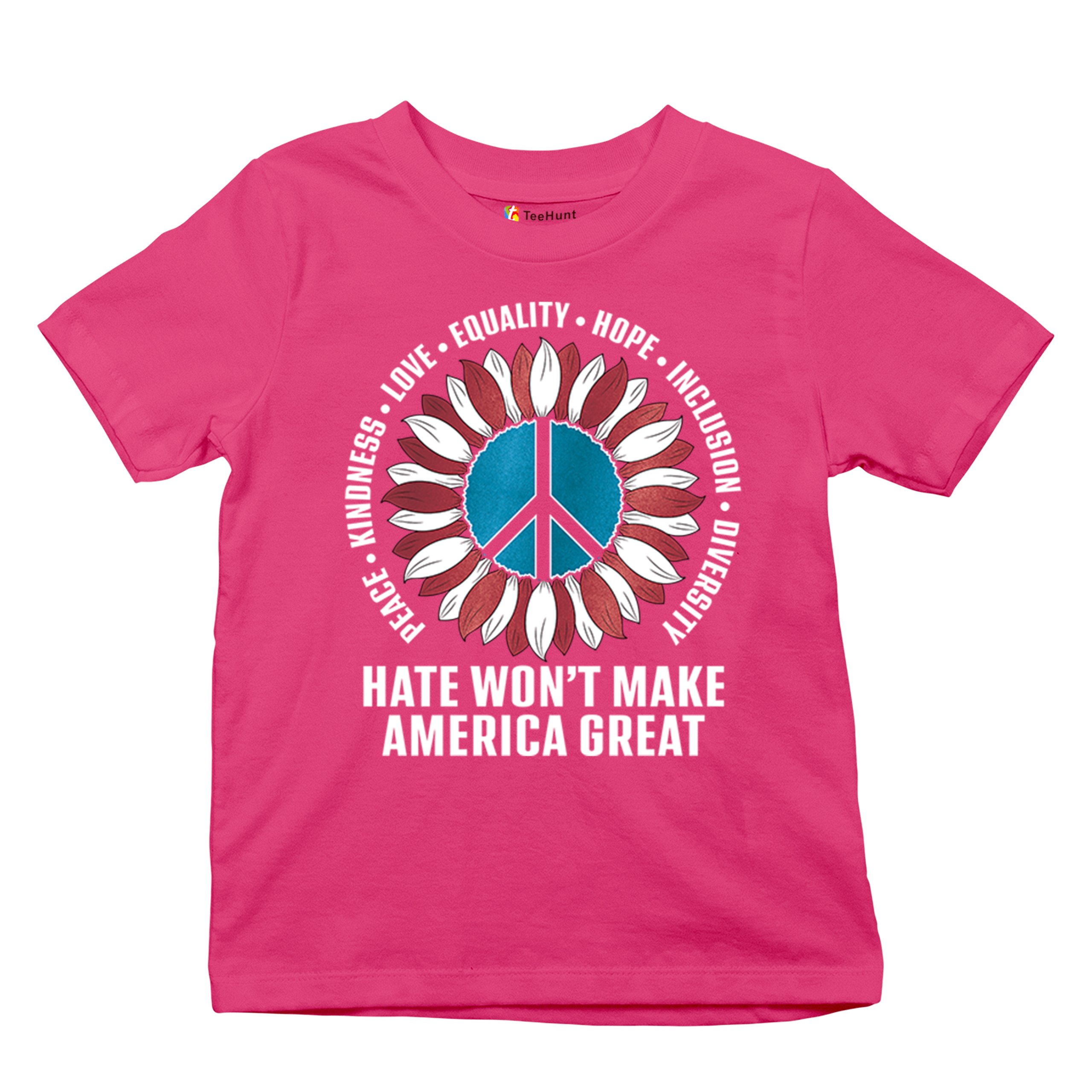 Hate Won't Make America Great Youth T-shirt Love Equality Hope Diversity Kids - Picture 34 of 36