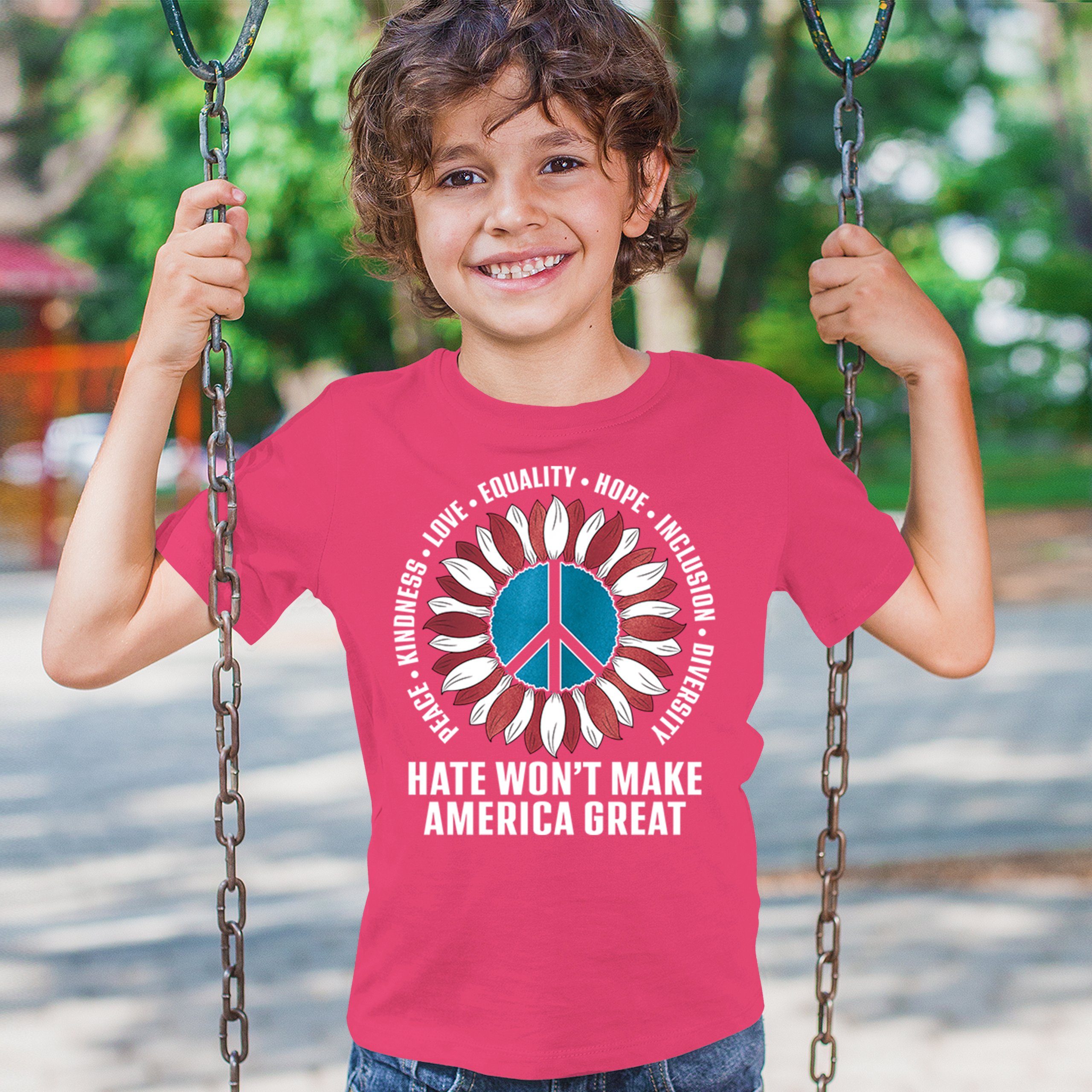 Hate Won't Make America Great Youth T-shirt Love Equality Hope Diversity Kids - Picture 33 of 36