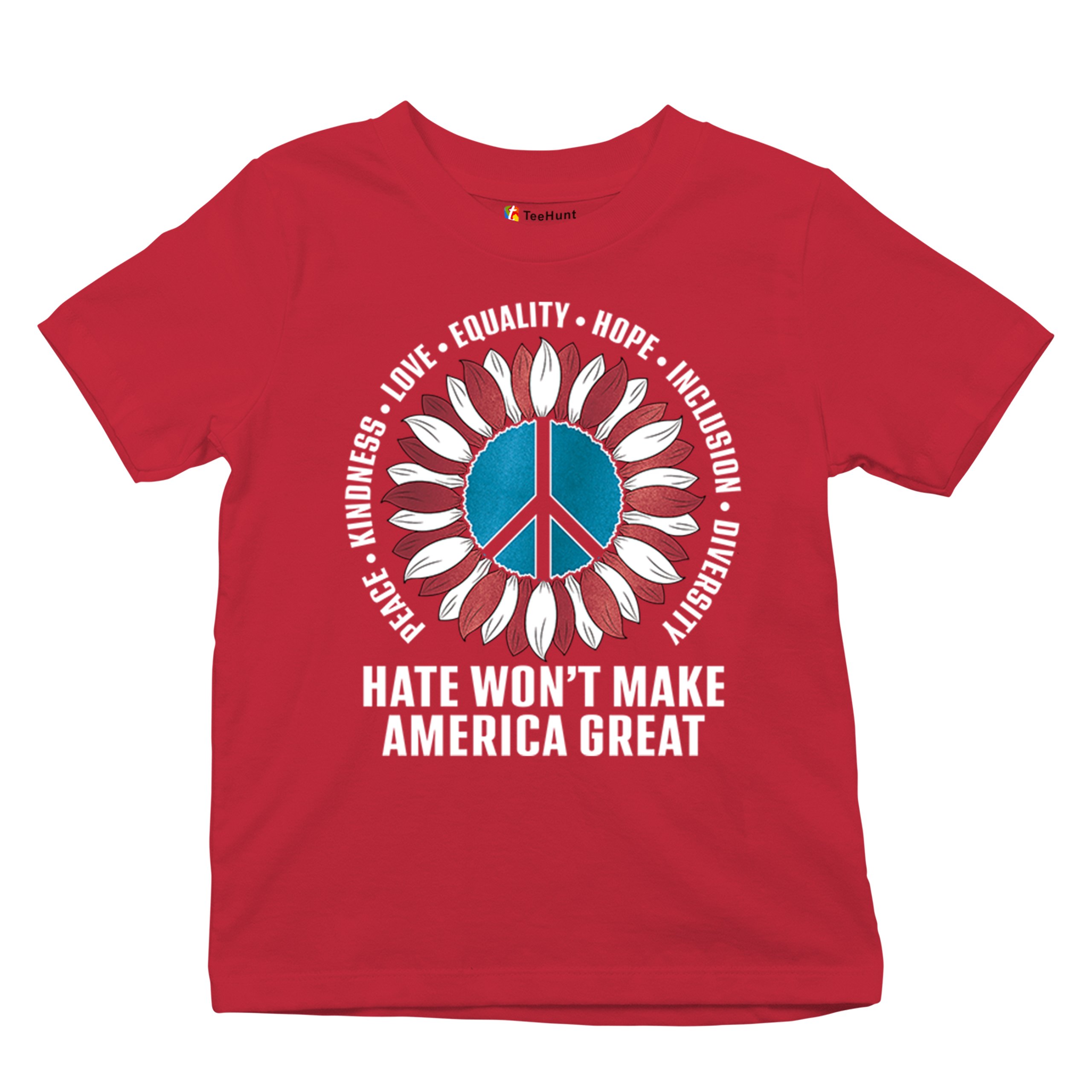 Hate Won't Make America Great Youth T-shirt Love Equality Hope Diversity Kids - Picture 13 of 36