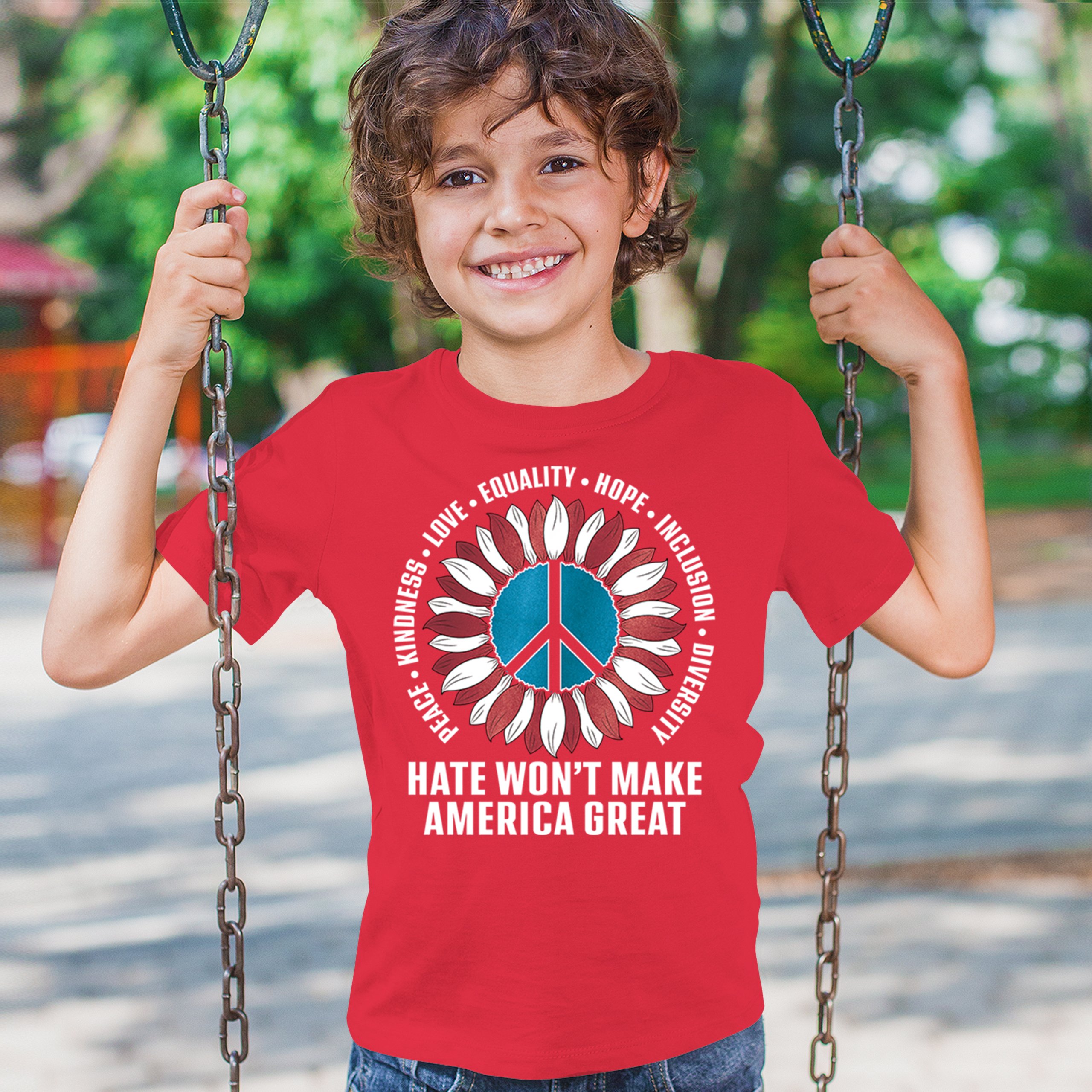 Hate Won't Make America Great Youth T-shirt Love Equality Hope Diversity Kids - Picture 12 of 36