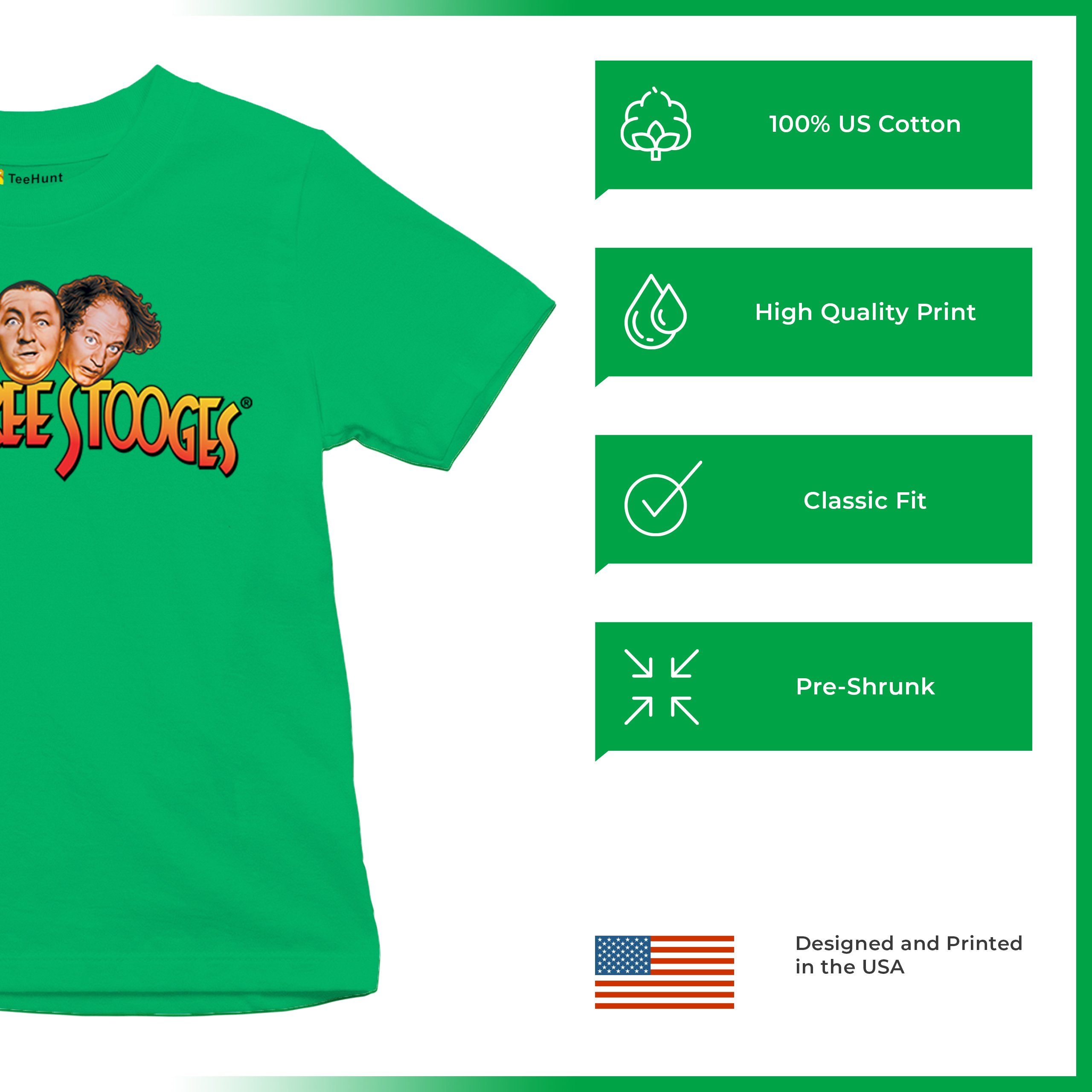 The Three Stooges Youth T-shirt Funny 3 Wise Guys Curly Moe Larry Shemp Kids - Picture 35 of 50
