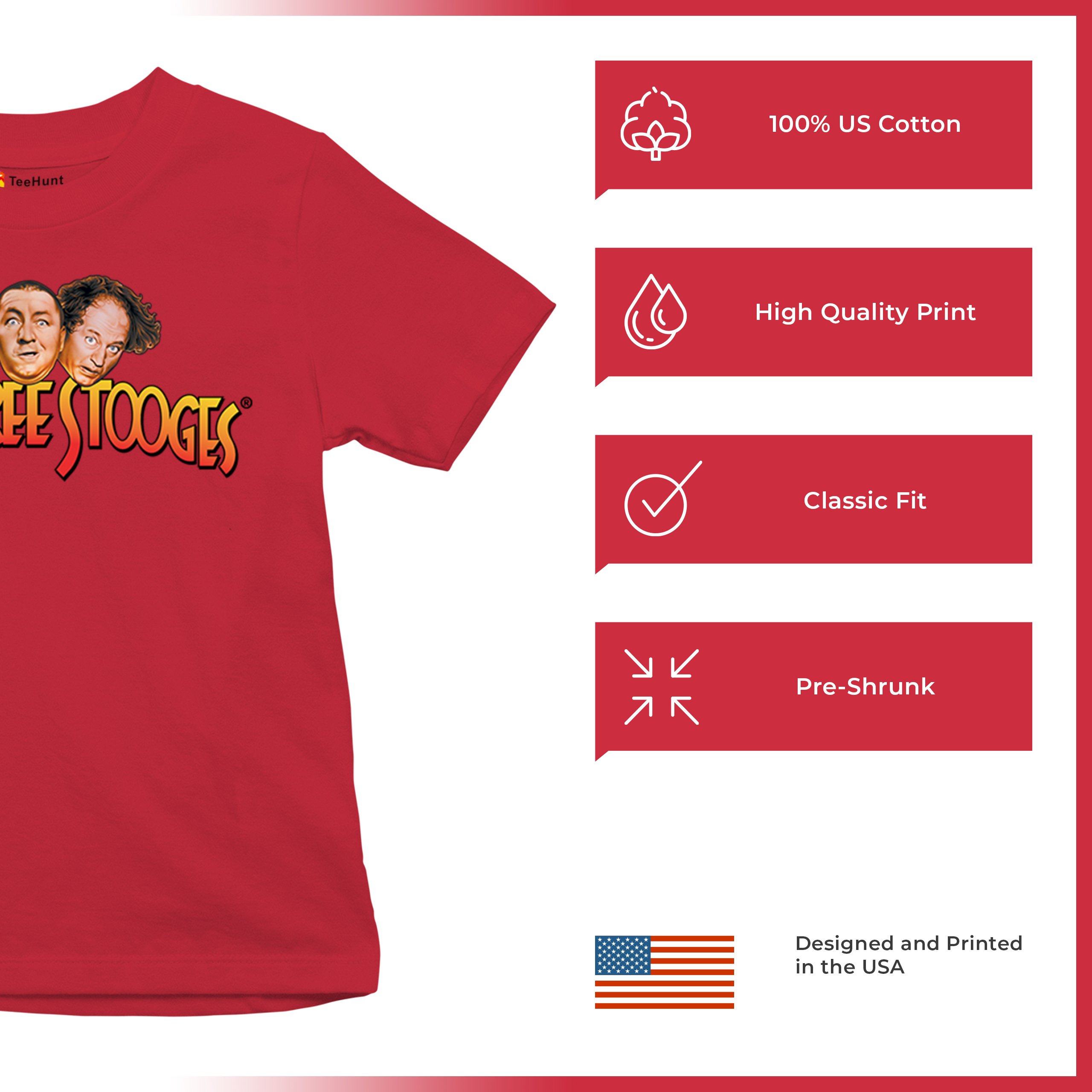 The Three Stooges Youth T-shirt Funny 3 Wise Guys Curly Moe Larry Shemp Kids - Picture 21 of 50