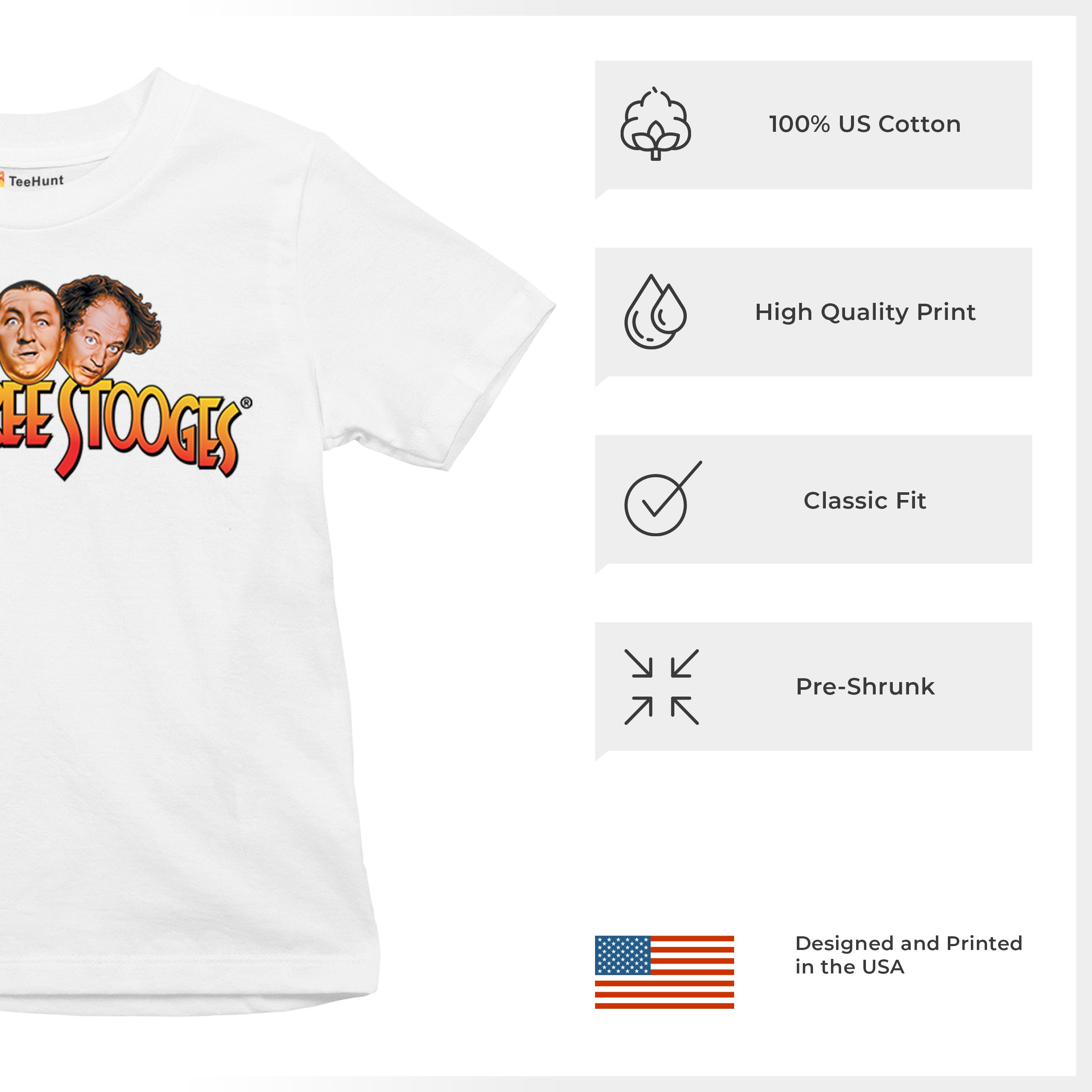 The Three Stooges Youth T-shirt Funny 3 Wise Guys Curly Moe Larry Shemp Kids - Picture 28 of 50