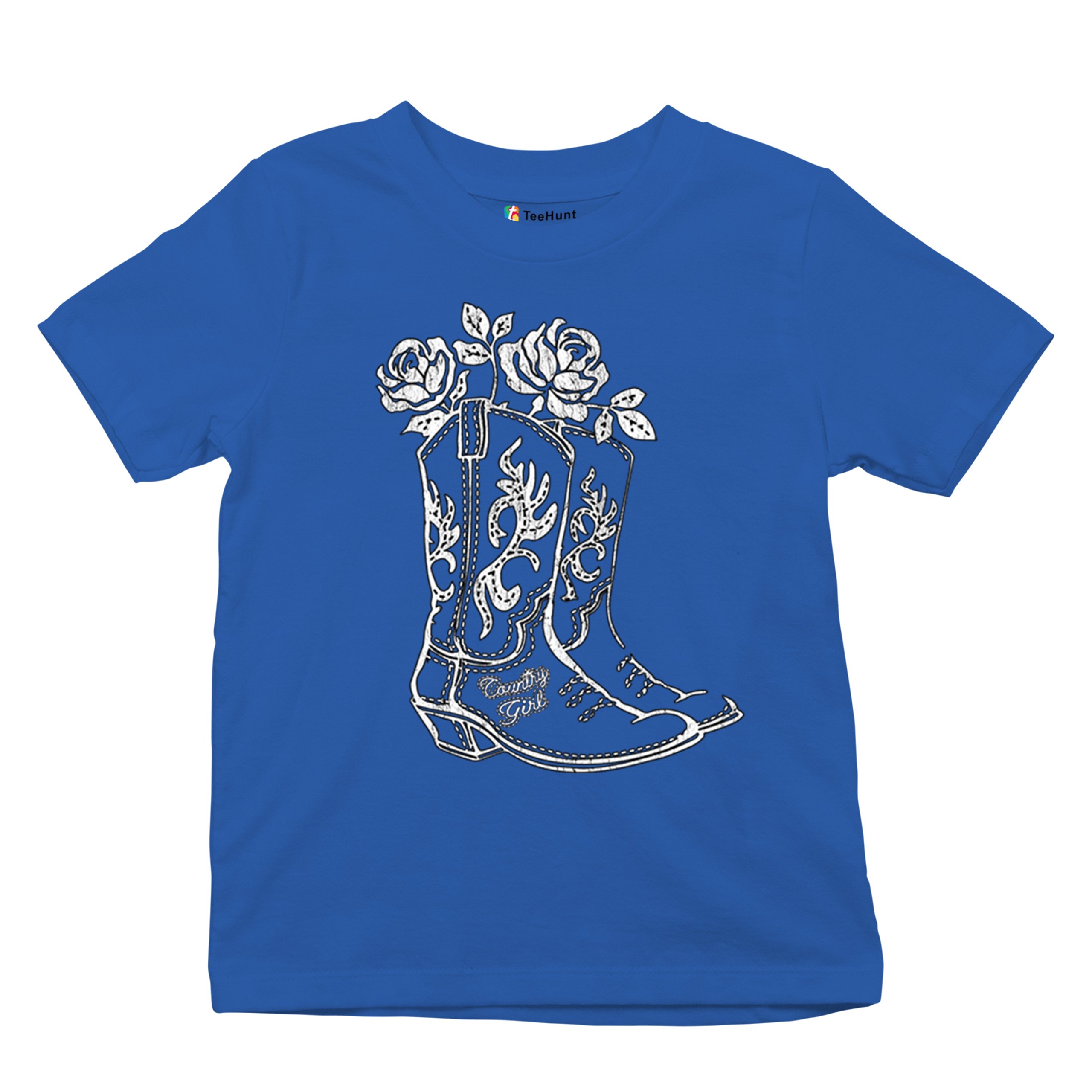 Country Girl Boots Youth T-shirt Vintage Cowgirl Western Floral Cute Gift Kids - Picture 41 of 50