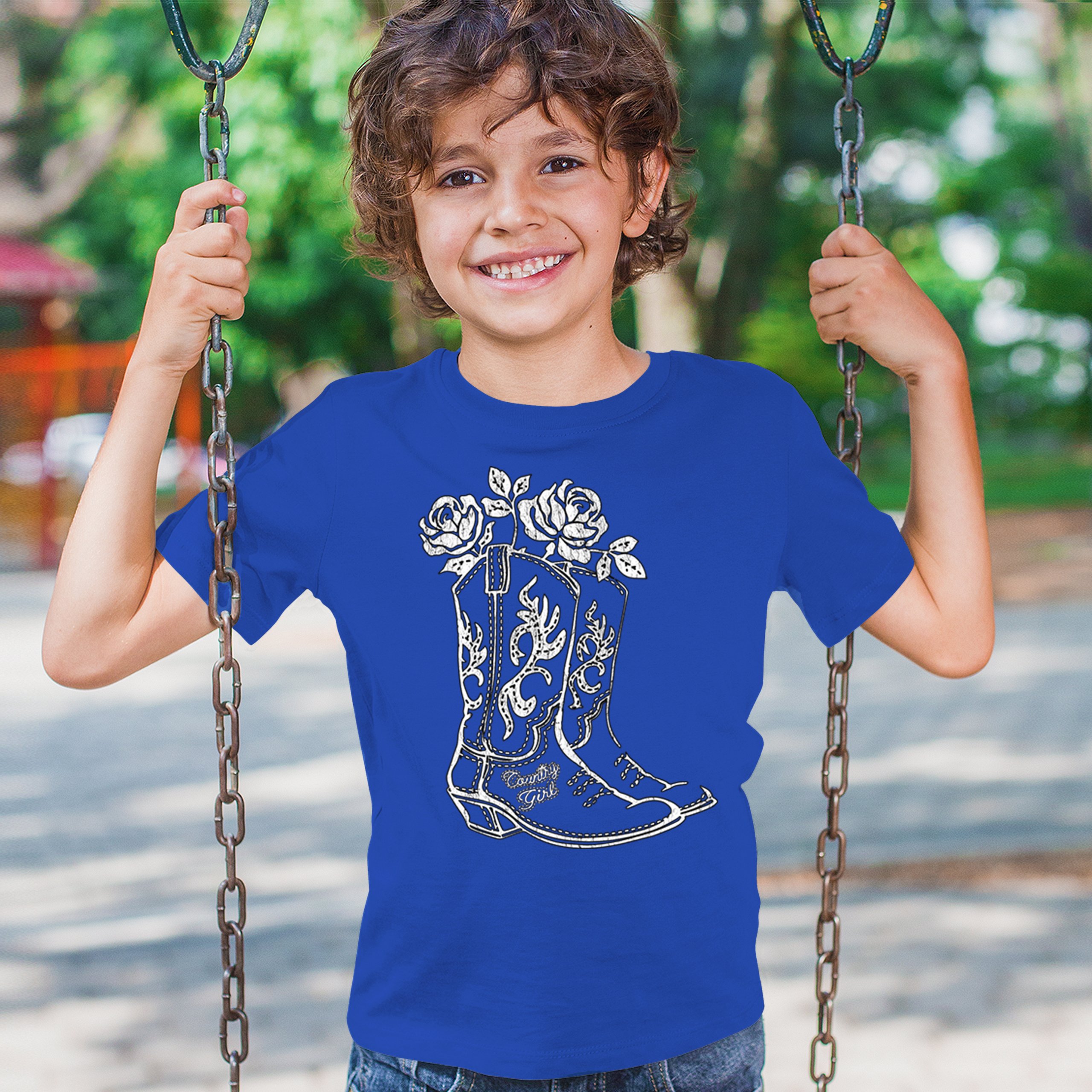 Country Girl Boots Youth T-shirt Vintage Cowgirl Western Floral Cute Gift Kids - Picture 40 of 50