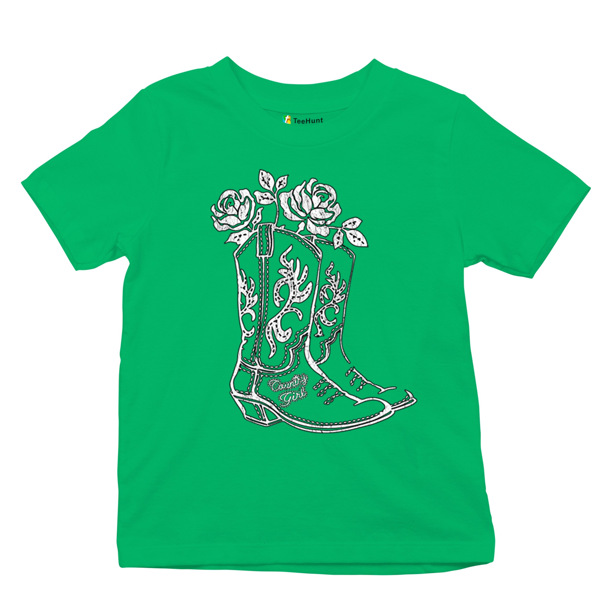 Country Girl Boots Youth T-shirt Vintage Cowgirl Western Floral Cute Gift Kids - Picture 34 of 50