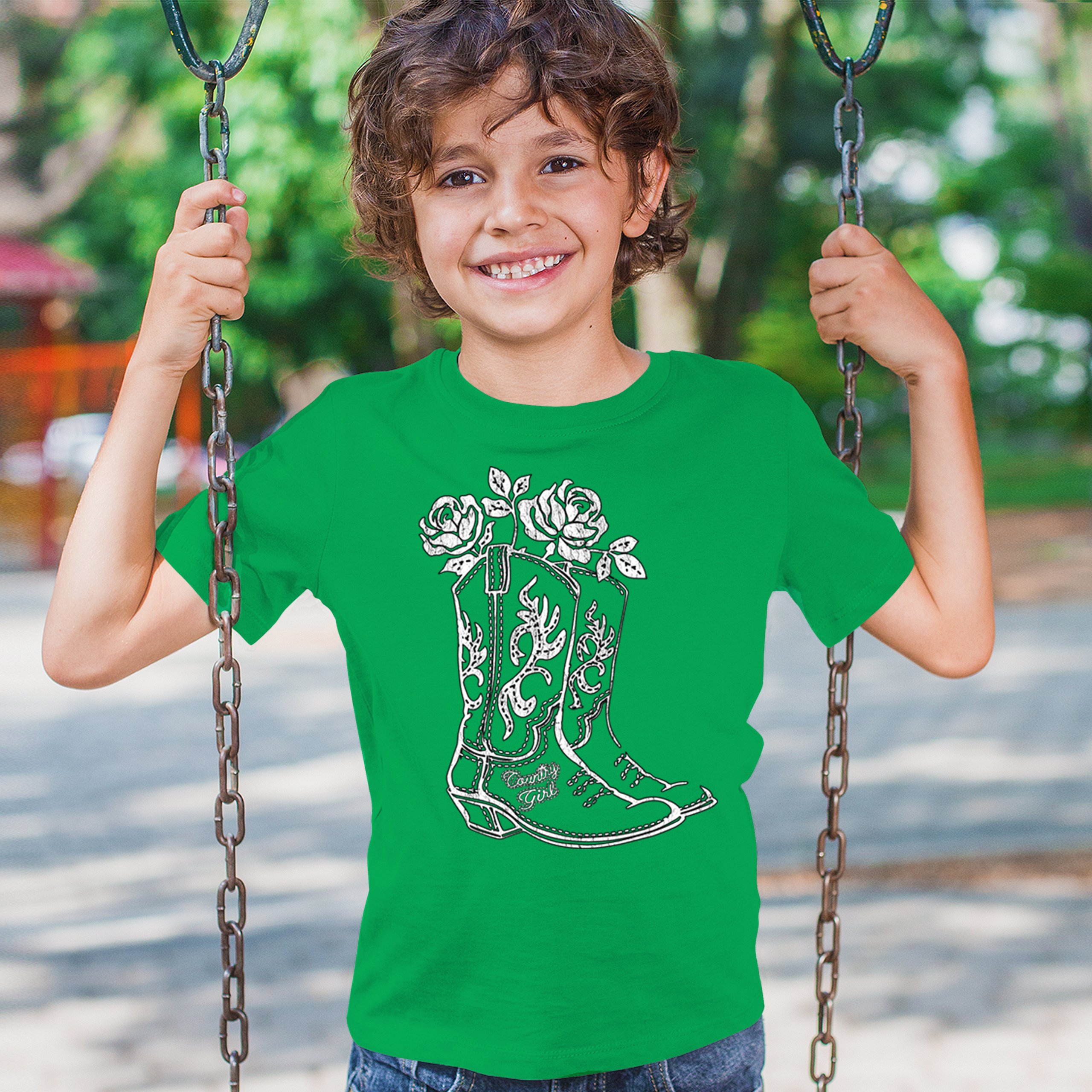 Country Girl Boots Youth T-shirt Vintage Cowgirl Western Floral Cute Gift Kids - Picture 33 of 50