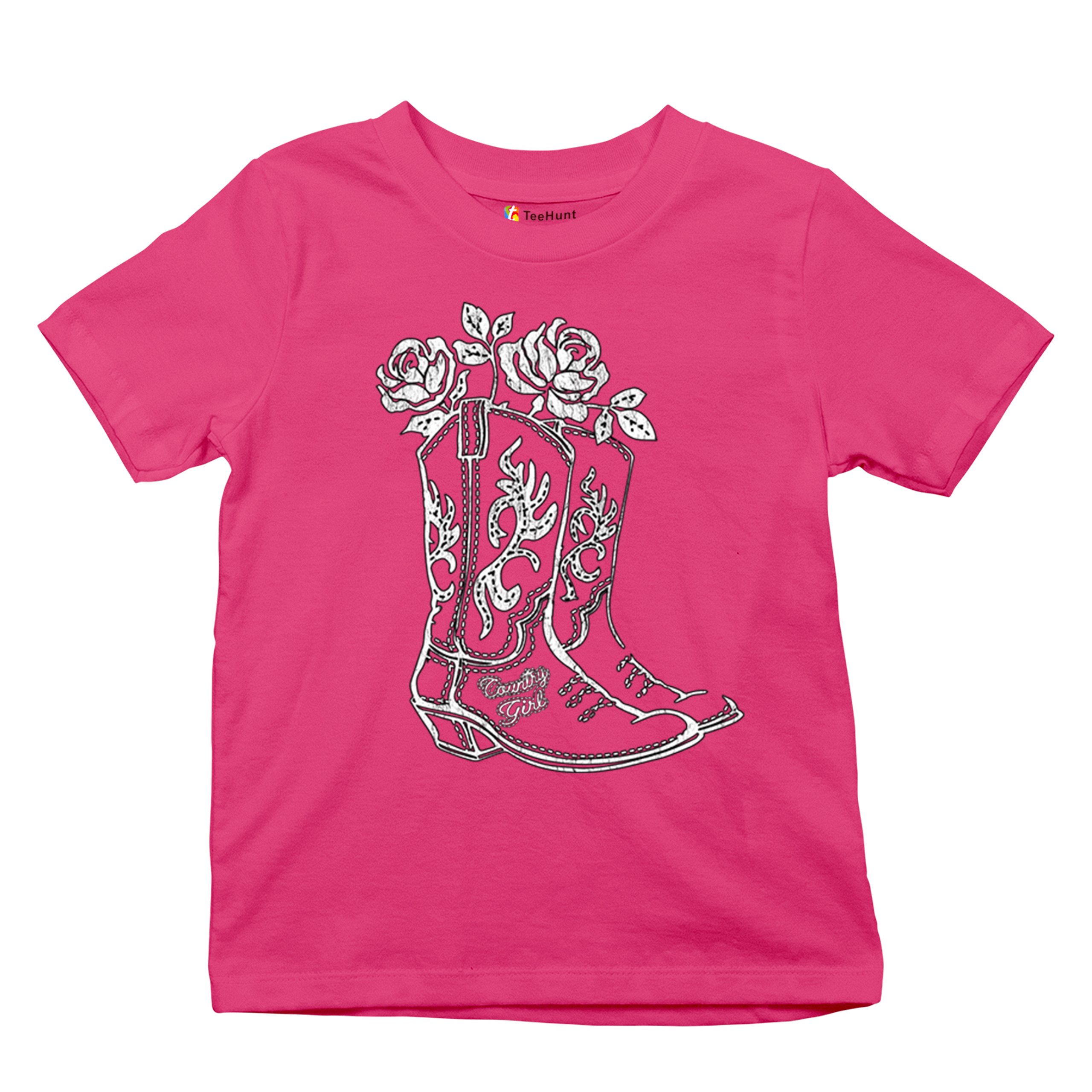Country Girl Boots Youth T-shirt Vintage Cowgirl Western Floral Cute Gift Kids - Picture 48 of 50