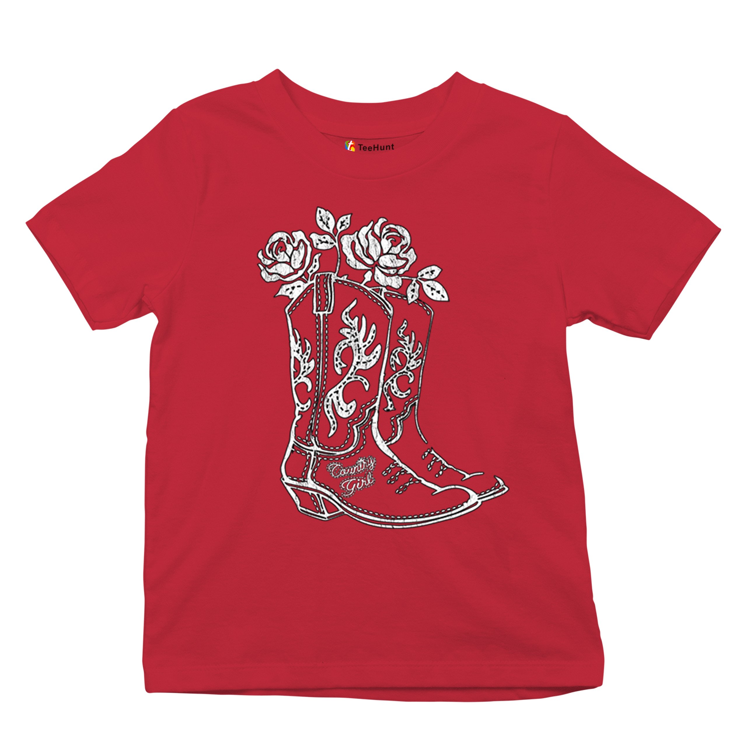 Country Girl Boots Youth T-shirt Vintage Cowgirl Western Floral Cute Gift Kids - Picture 20 of 50