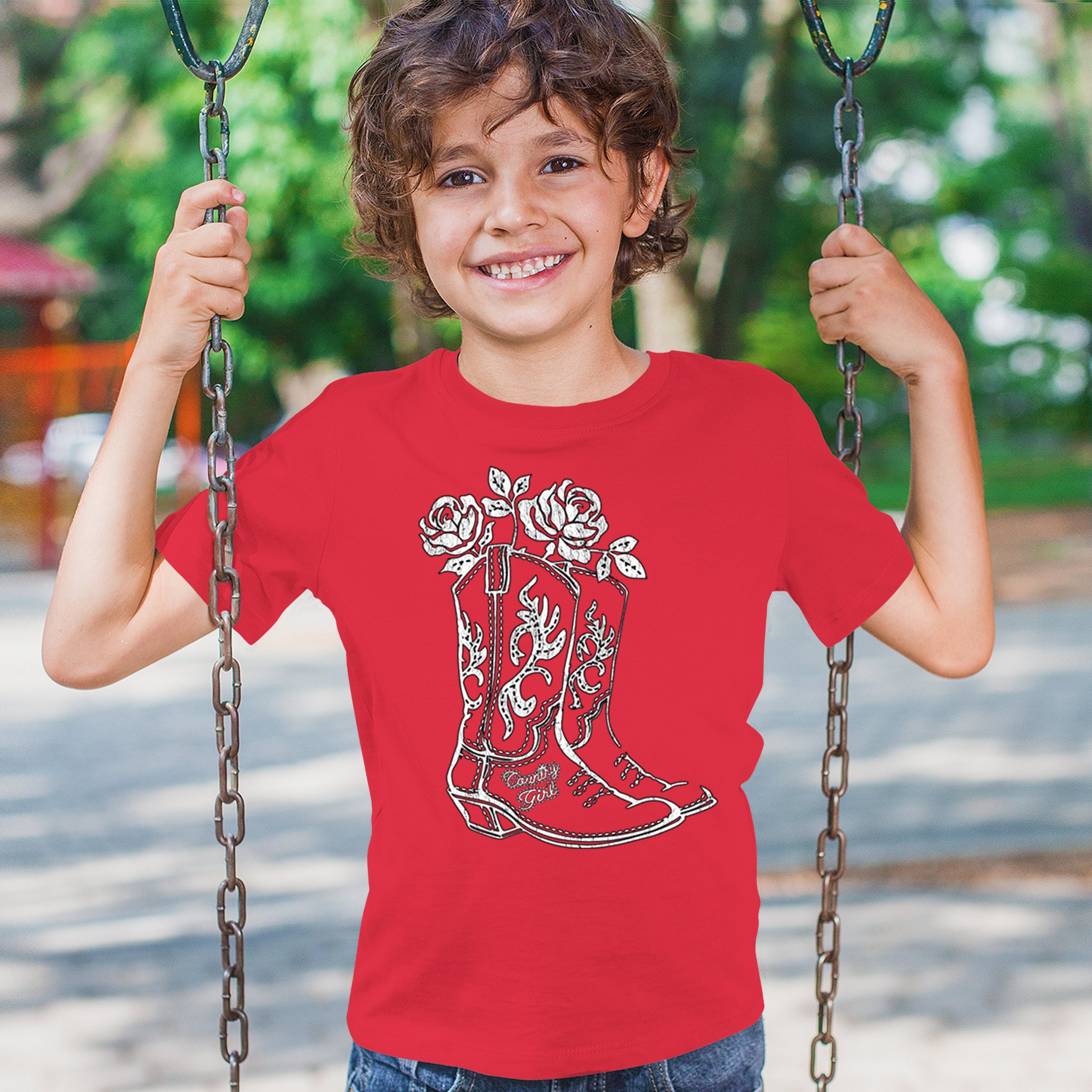 Country Girl Boots Youth T-shirt Vintage Cowgirl Western Floral Cute Gift Kids - Picture 19 of 50