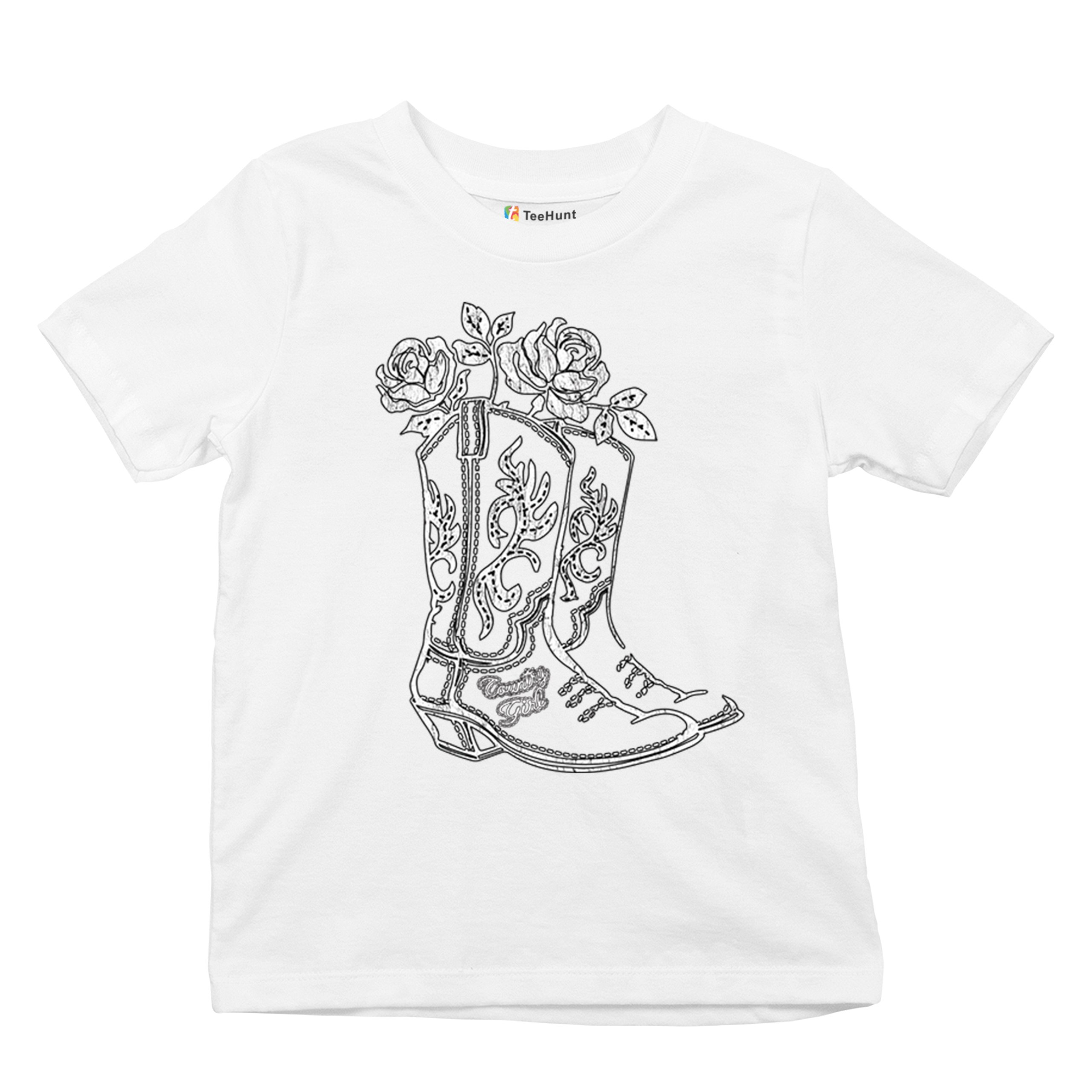 Country Girl Boots Youth T-shirt Vintage Cowgirl Western Floral Cute Gift Kids - Picture 27 of 50