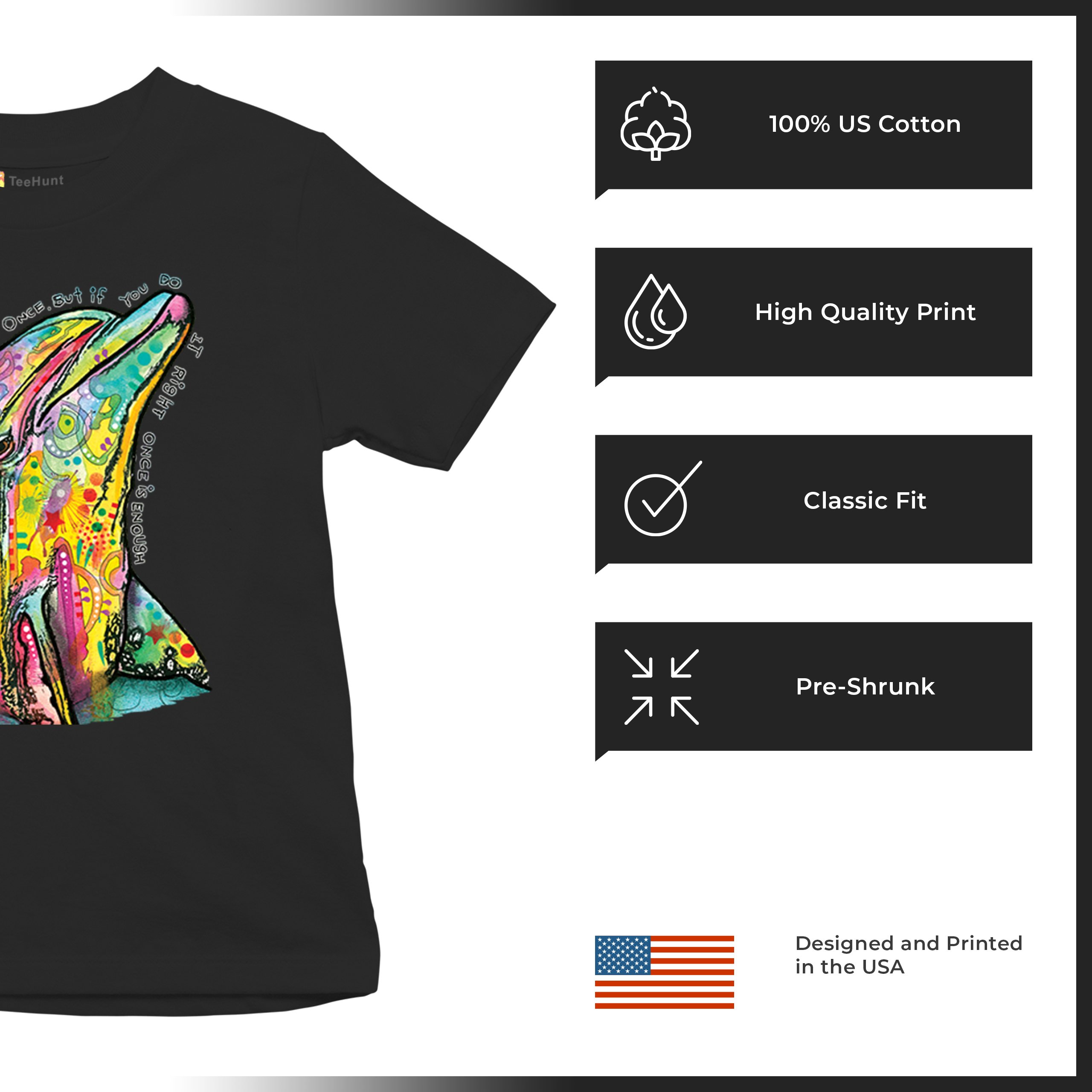 You Only Live Once Youth T-shirt Cute Neon Dolphin Dean Russo Yolo Kids - Picture 7 of 50